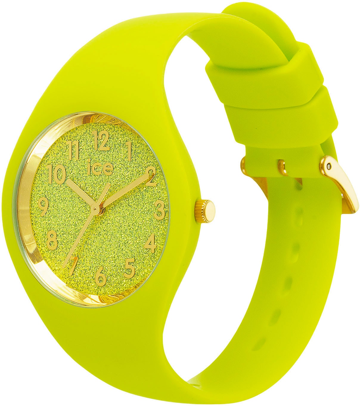 ice-watch Quarzuhr »ICE glitter - Neon lime - Small - 3H, 021225«, Armbanduhr, Damenuhr, Silikonarmband, bis 10 bar wasserdicht