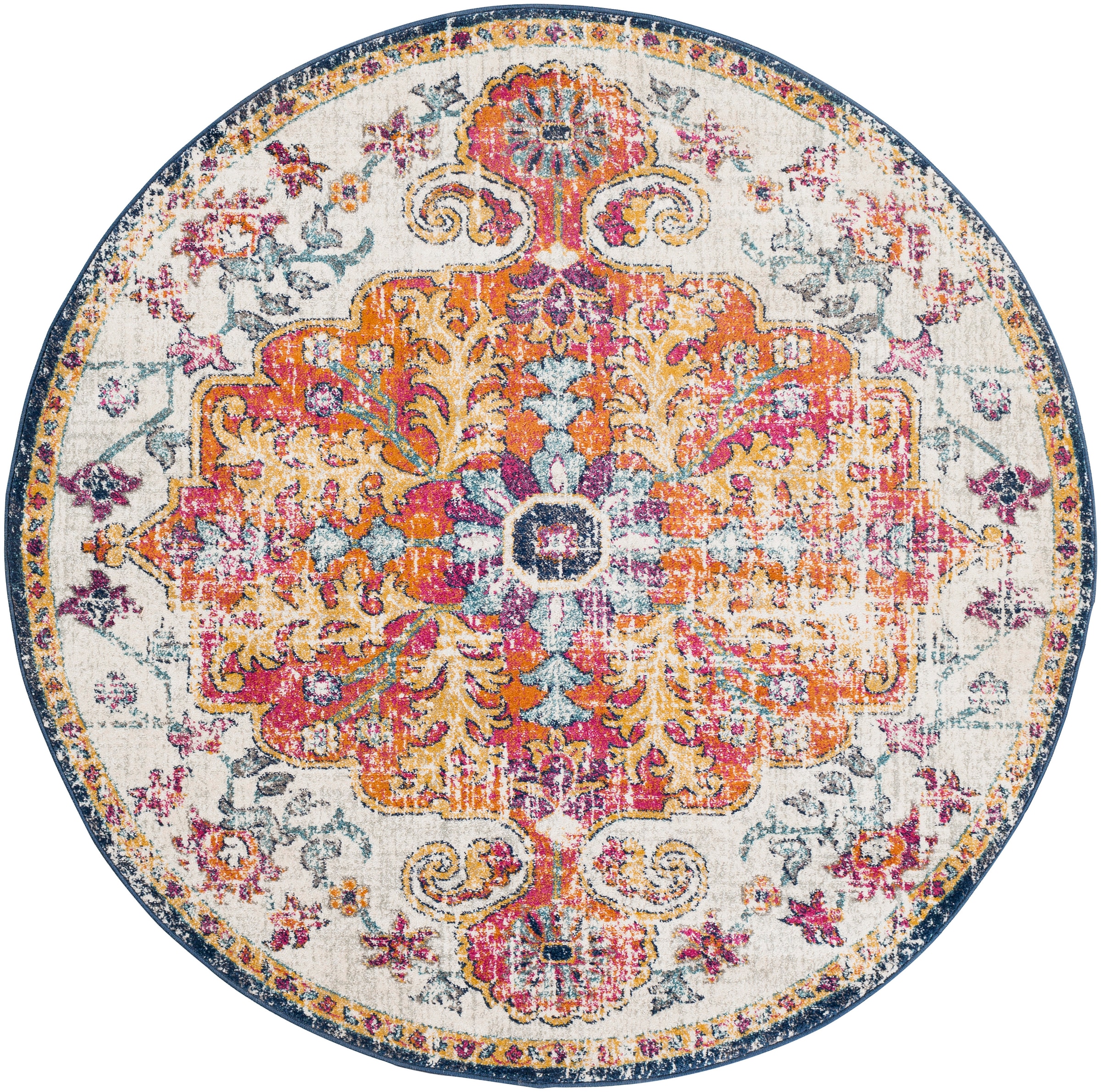 Livabliss Teppich »Traditional«, rund, 12 mm Höhe, Vintage Orientteppich, Traditional Kurzflor Boho Wohnzimmerteppich