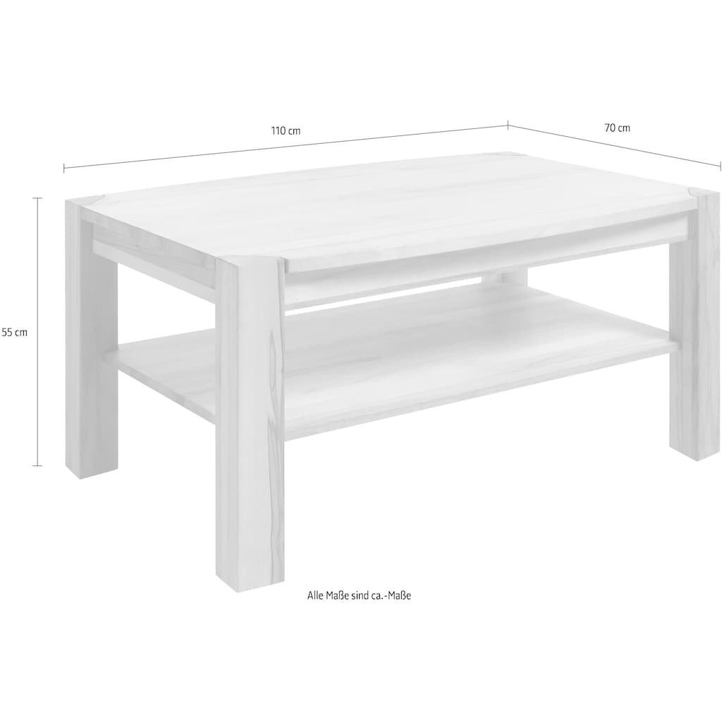 MCA furniture Couchtisch, Couchtisch Massivholz mit Ablage