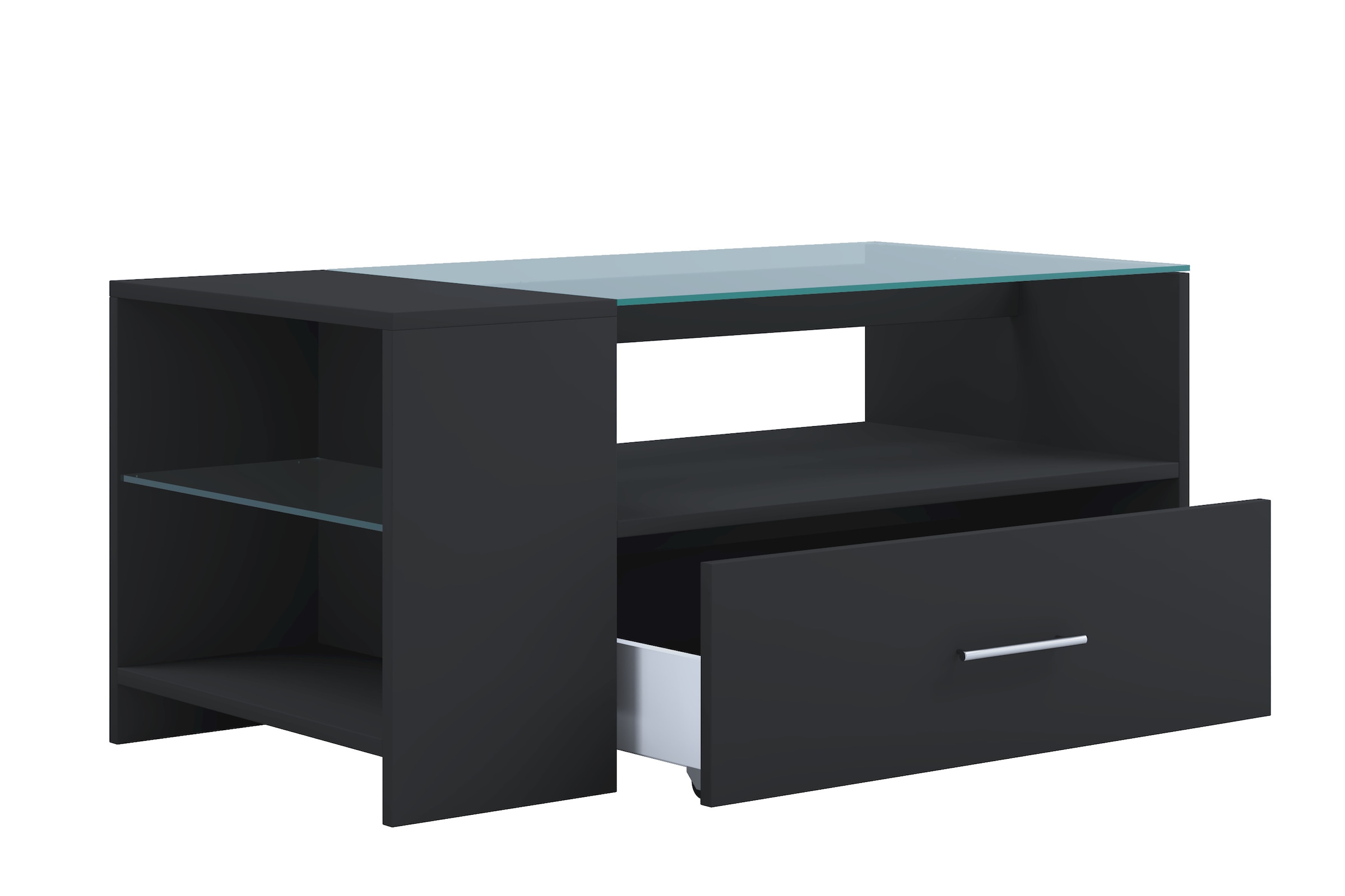 VCM Couchtisch »VCM Holz Couchtisch mit ESG-Sicherheitsglas | Sofatisch mit ausreichend Stauraum | Maße ca. H. 45 x B. 100 x T. 50 cm | Wohnzimmertisch mit Schublade - Tindala«, (Tindala)