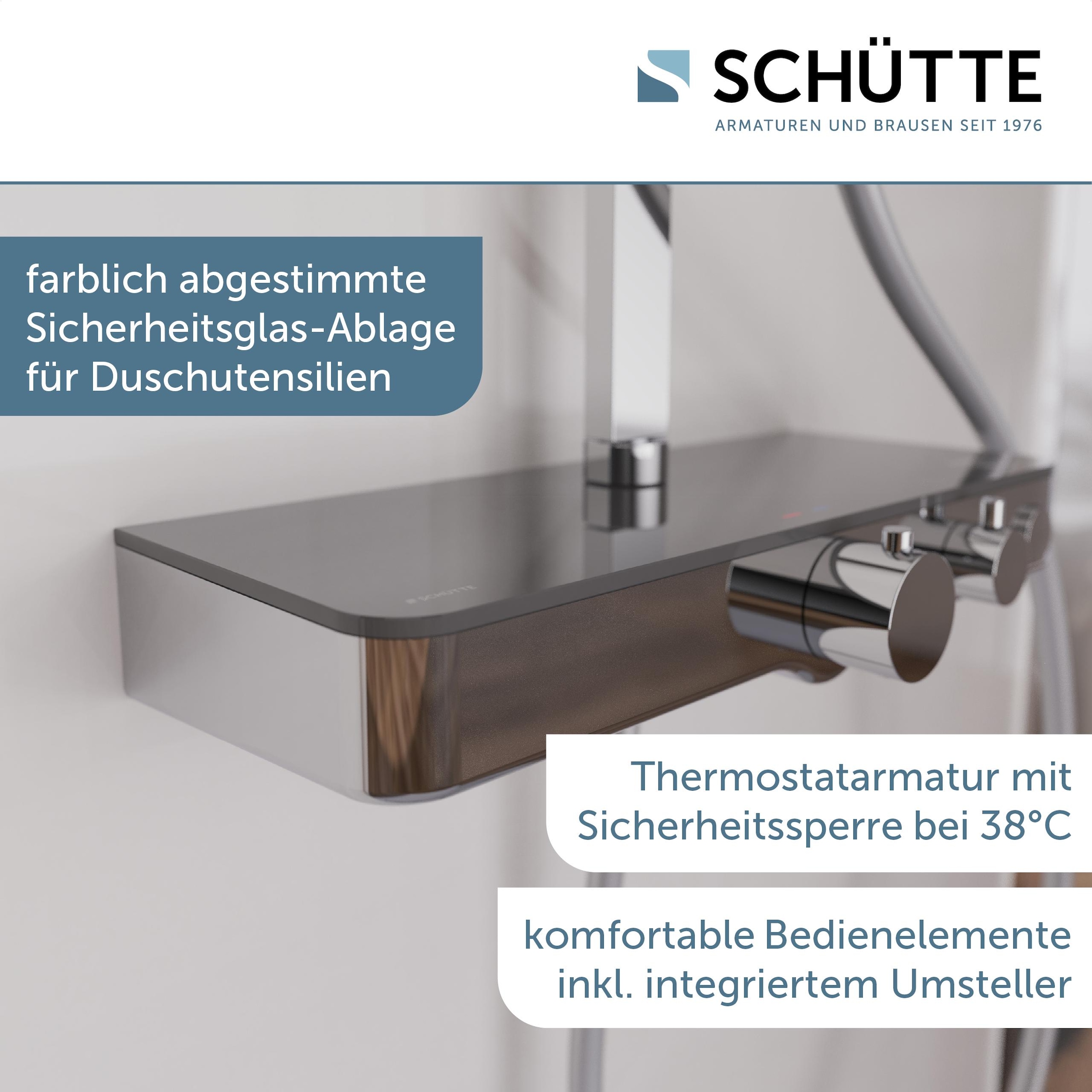 Schütte Brausegarnitur »OCEAN« Sicherheitssperre, höhenverstellb., inkl. Glasablage, Antikalk
