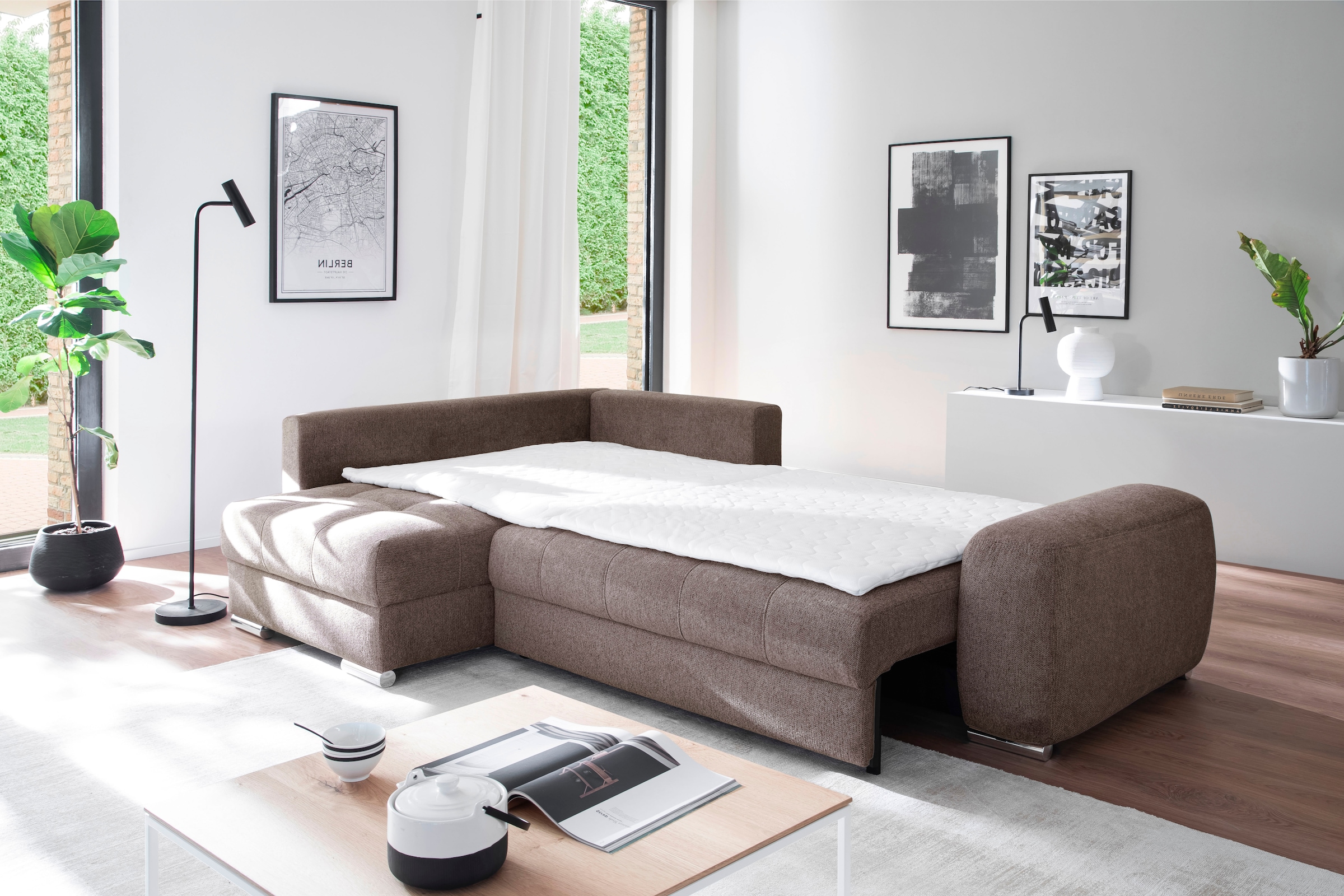 Mr. Couch Ecksofa »Mykonos, L-Form, Dauerschläfer« Mit Boxpring-Taschenfederkern