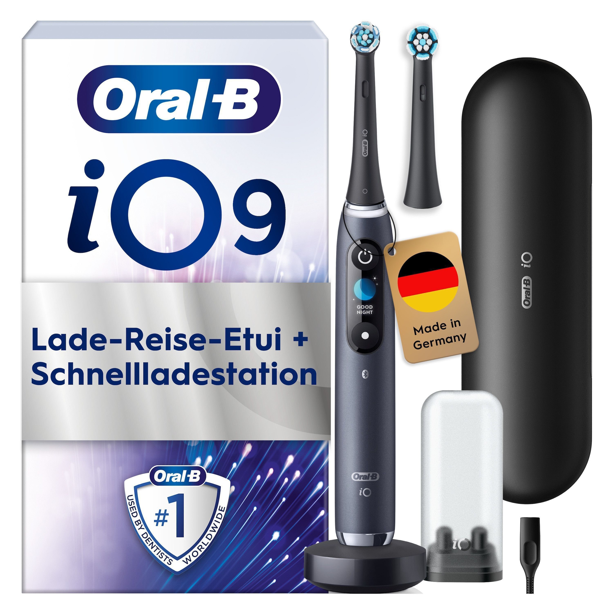 Oral-B Elektrische Zahnbürste »Oral-B iO Series 9« 2 Stk. Aufsteckbürsten 7 Putzmodi für Zahnpflege, 3D-Analyse, Farbdisplay & Lade-Reiseetui