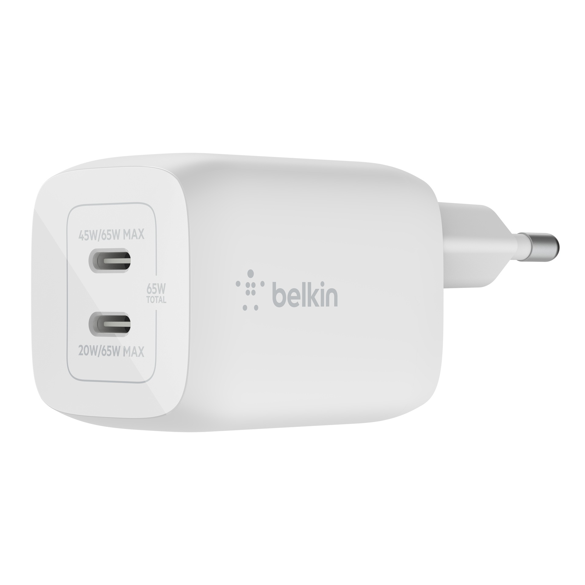 Belkin USB-Ladegerät »65W Dual USB-C GaN Ladegerät mit Power Deliver und PPS« für Apple iPhone Samsung Galaxy Google Pixel in weiß