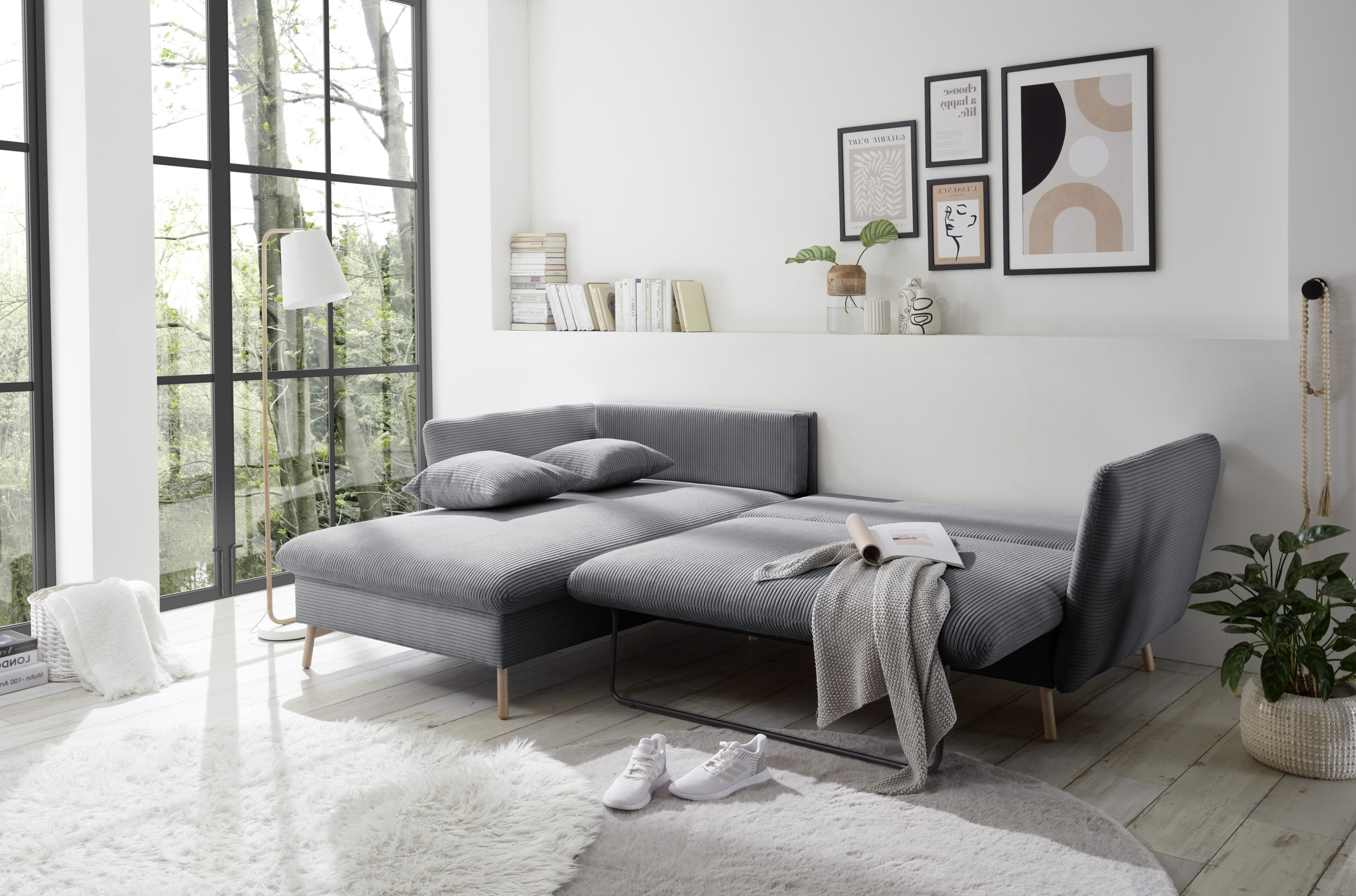 OTTO home Ecksofa »MERLE, 258 cm, L-Form, traumhafter Cord,« mit Bettfunktion und Bettkasten, Liegefläche 224 x 139