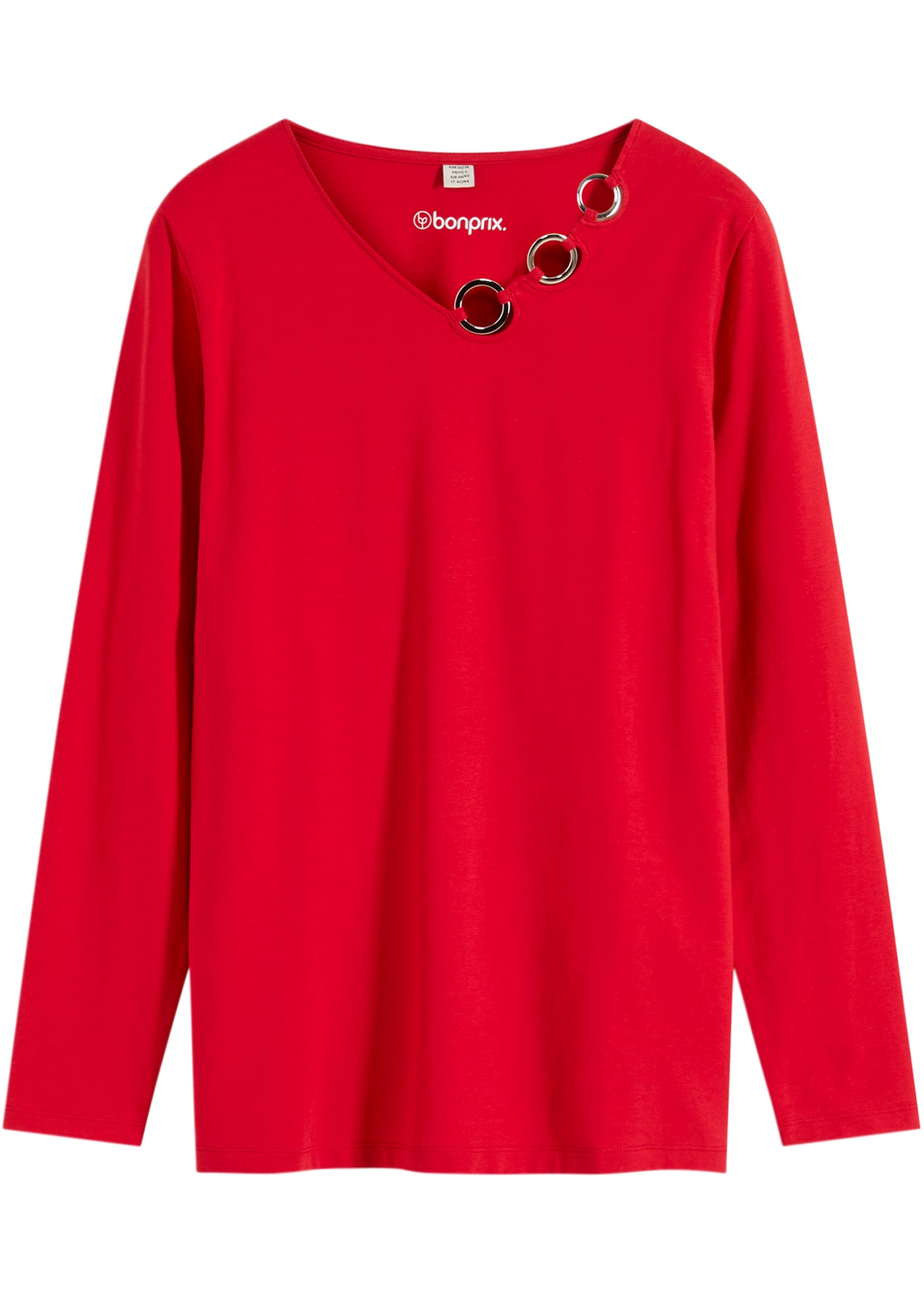 bonprix Langarmshirt bequeme Passform, Langarm, tolle Ösen-Details