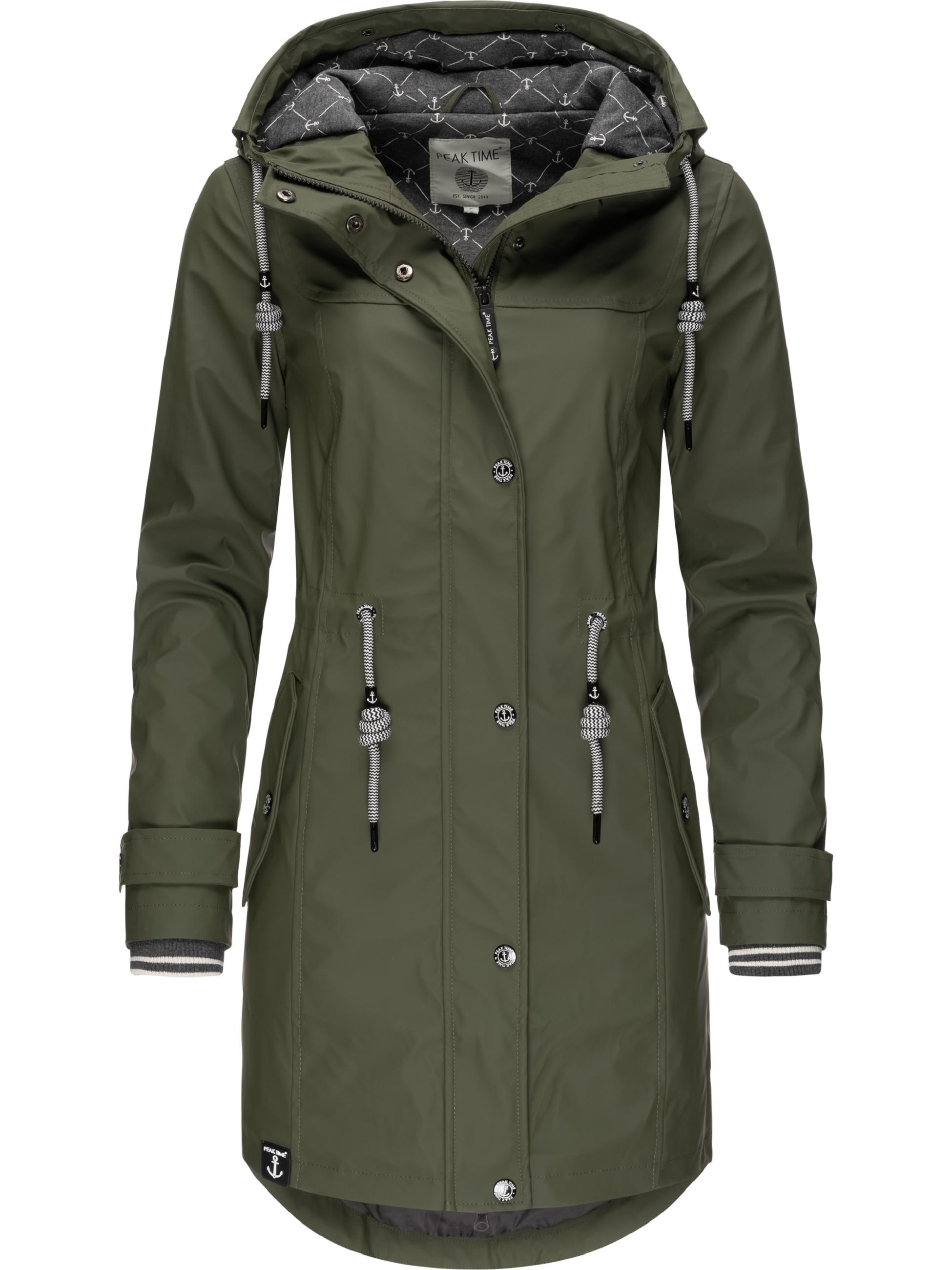 PEAK TIME Regenmantel »Regenjacke L60042«, stylisch taillierter Regenmantel für Damen