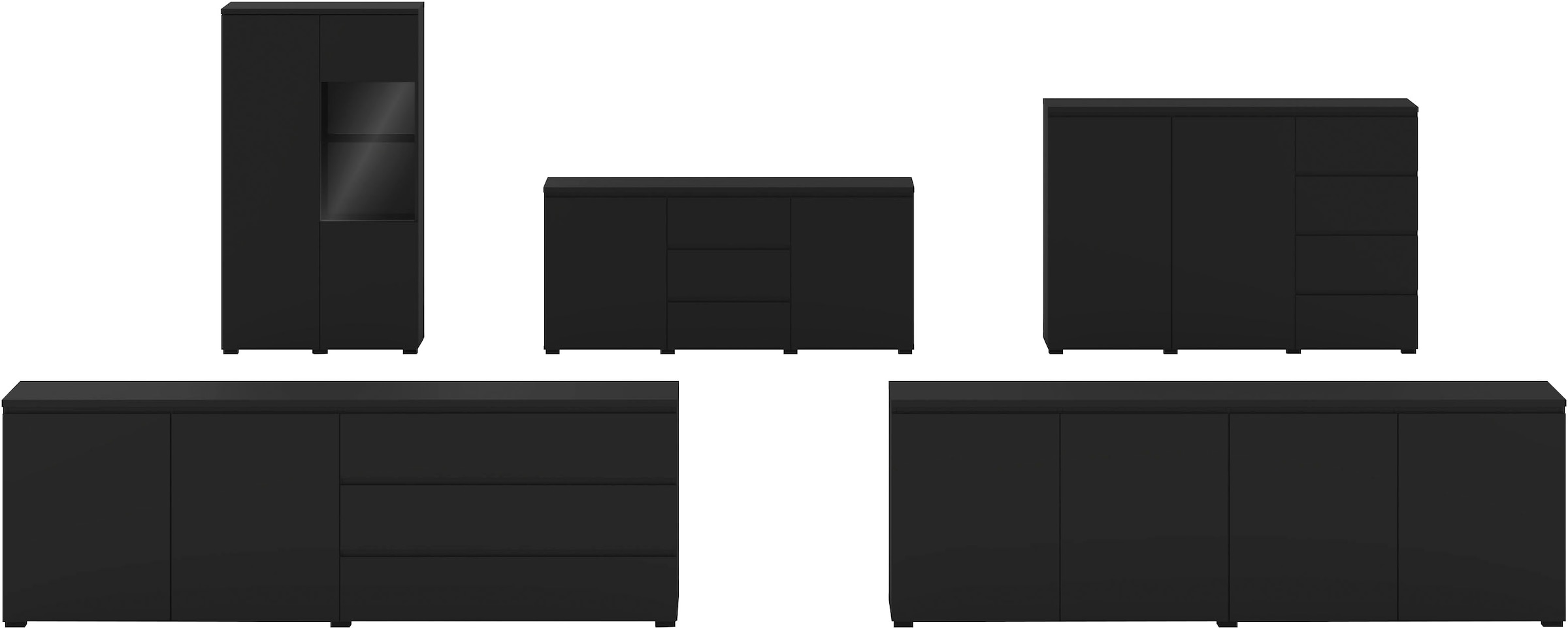 OTTO home Highboard »Modo, Breite 150 cm, moderne grifflose Kommode 2Türen/4 SK« Schubladenkommode mit viel Stauraum, Einlegeböden verstellbar