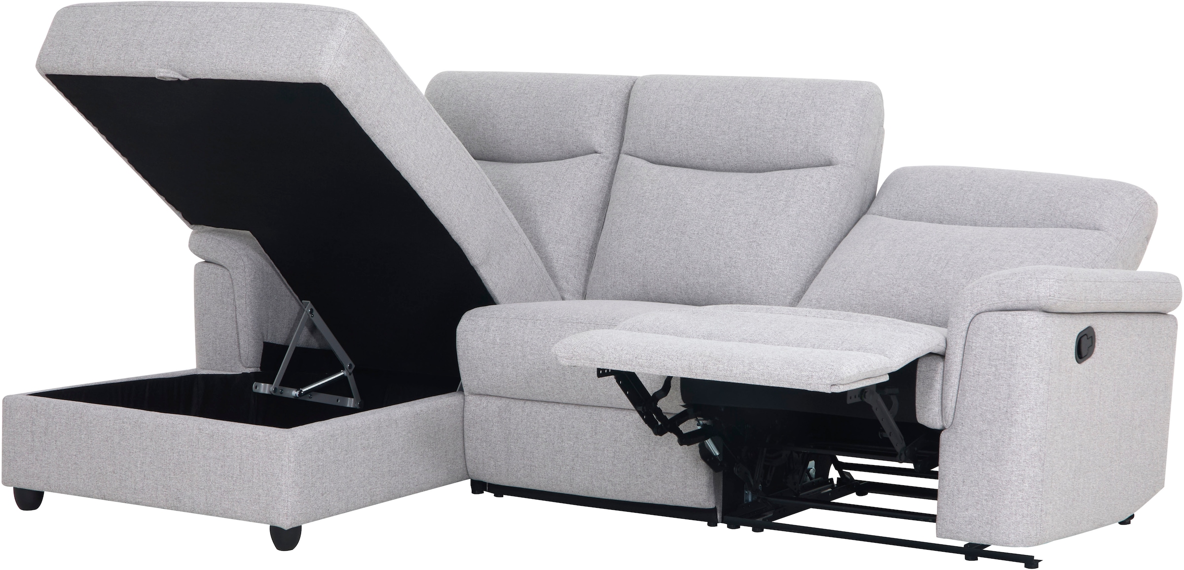 Home affaire Ecksofa »BRIONNE, L-Form, 255cm, manuelle u. elektrische Funktion (USB A/C),« Liegefunktion, Stauraum, Federkernpolsterung, Webstoff