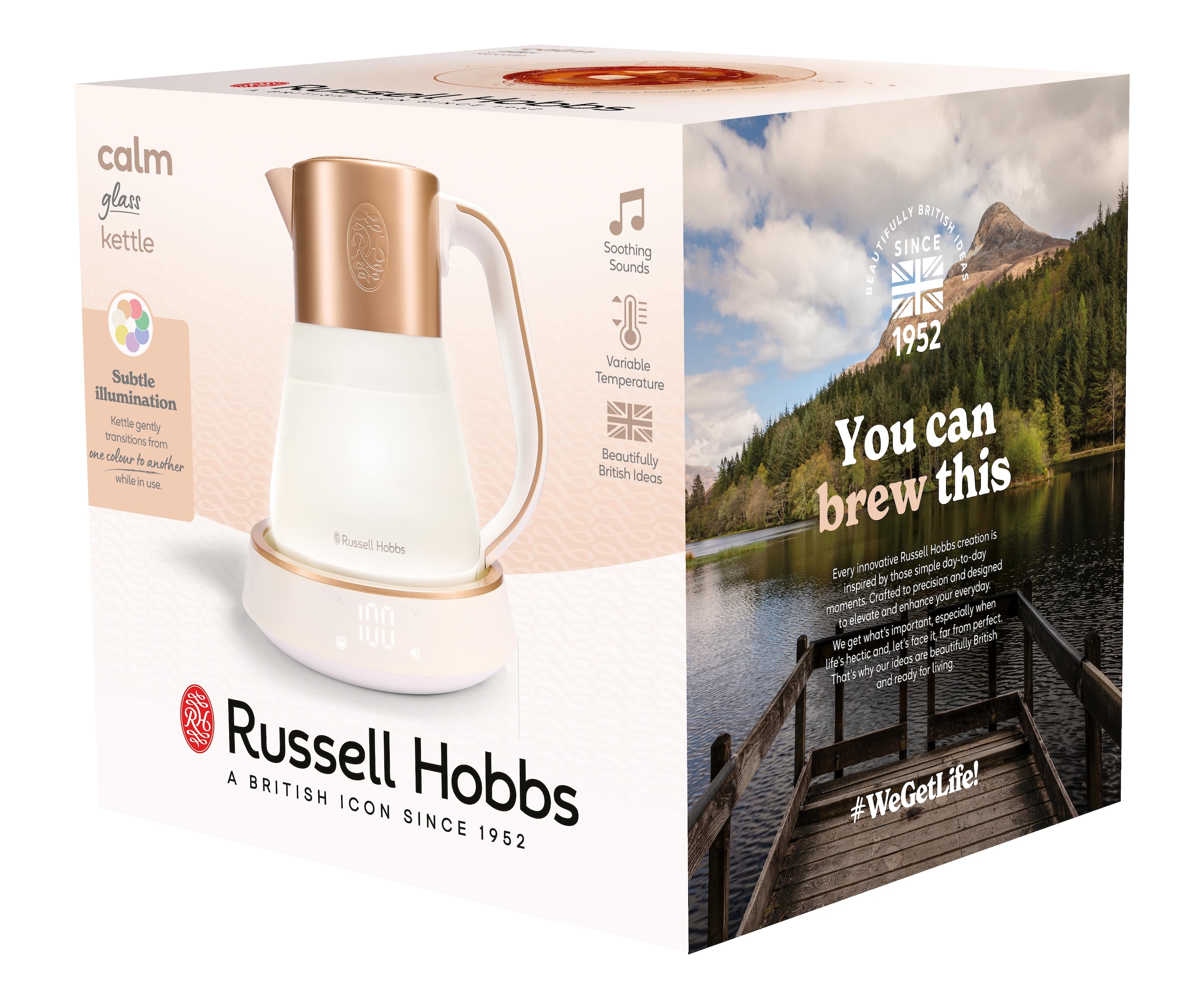 RUSSELL HOBBS Wasserkocher »Calm 27450-70«, 1,7 l, 2400 W, mit Temperatureinstellung, Innenbeleuchtung und beruhigenden Klängen