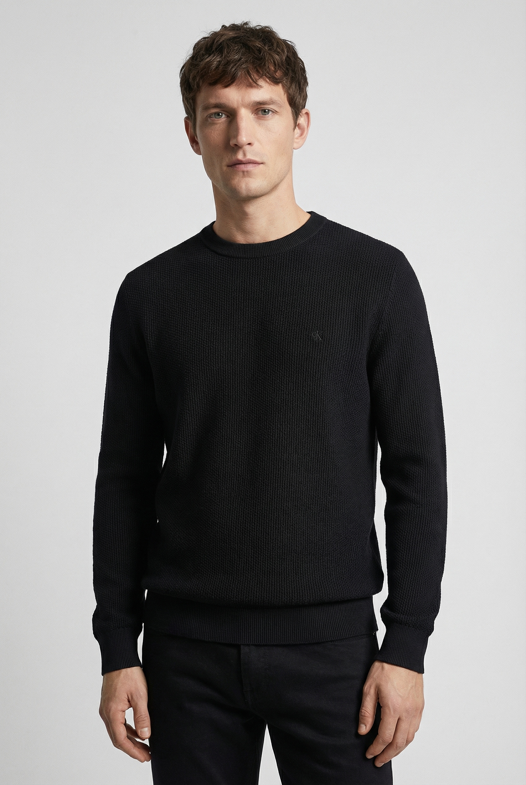 Calvin Klein Rundhalspullover »LS TEXTURED COTTON CREWNK SWEATE« Regular fit mit Rundhalsausschnitt