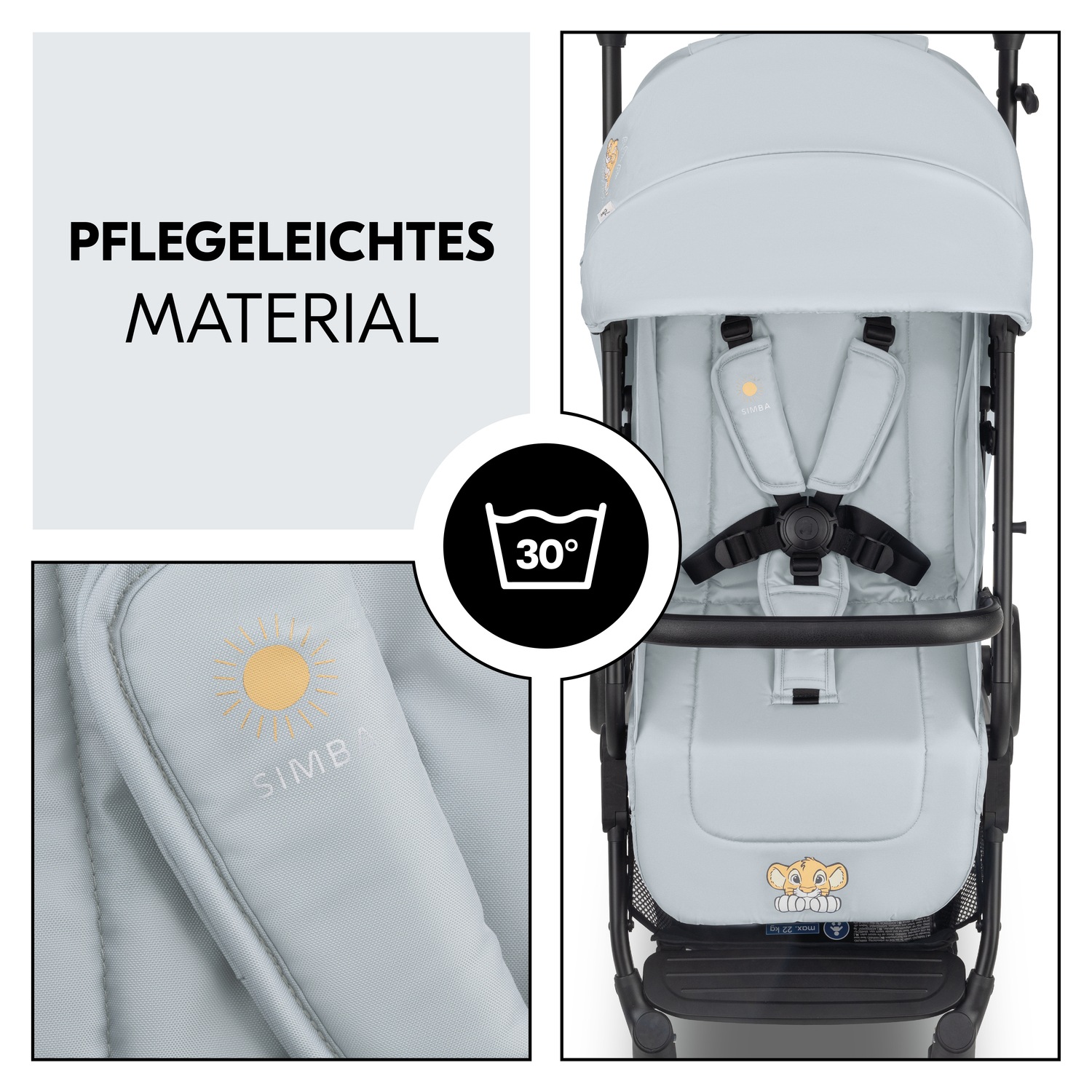 Hauck Kinder-Buggy »Travel N Care, Simba grey«, 25 kg, leicht; bis 22 kg belastbar; inkl. Schulter-Tragegrut