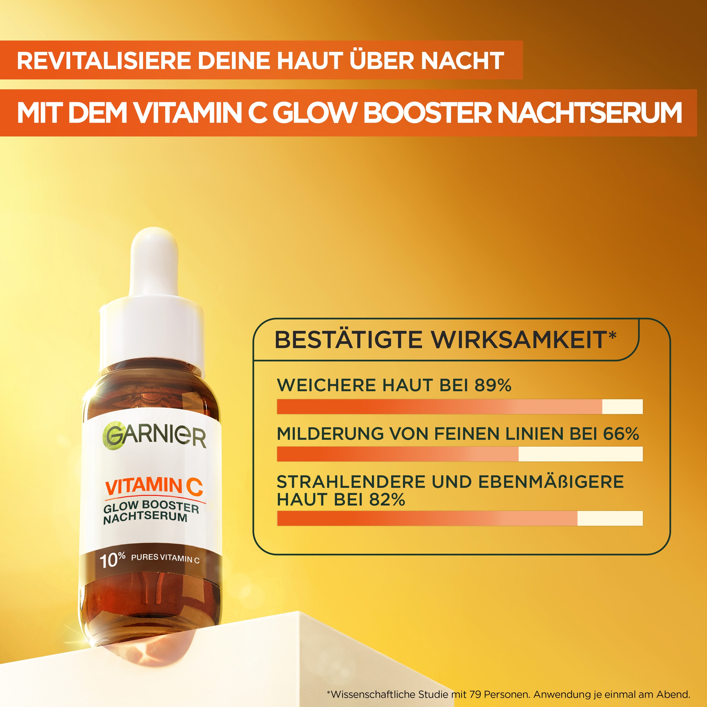 GARNIER Gesichtsserum »Vitamin C Glow Booster Serum Duo« Serum-Duo für Tag und Nacht, mit Vitamin C, Lotion-Textur