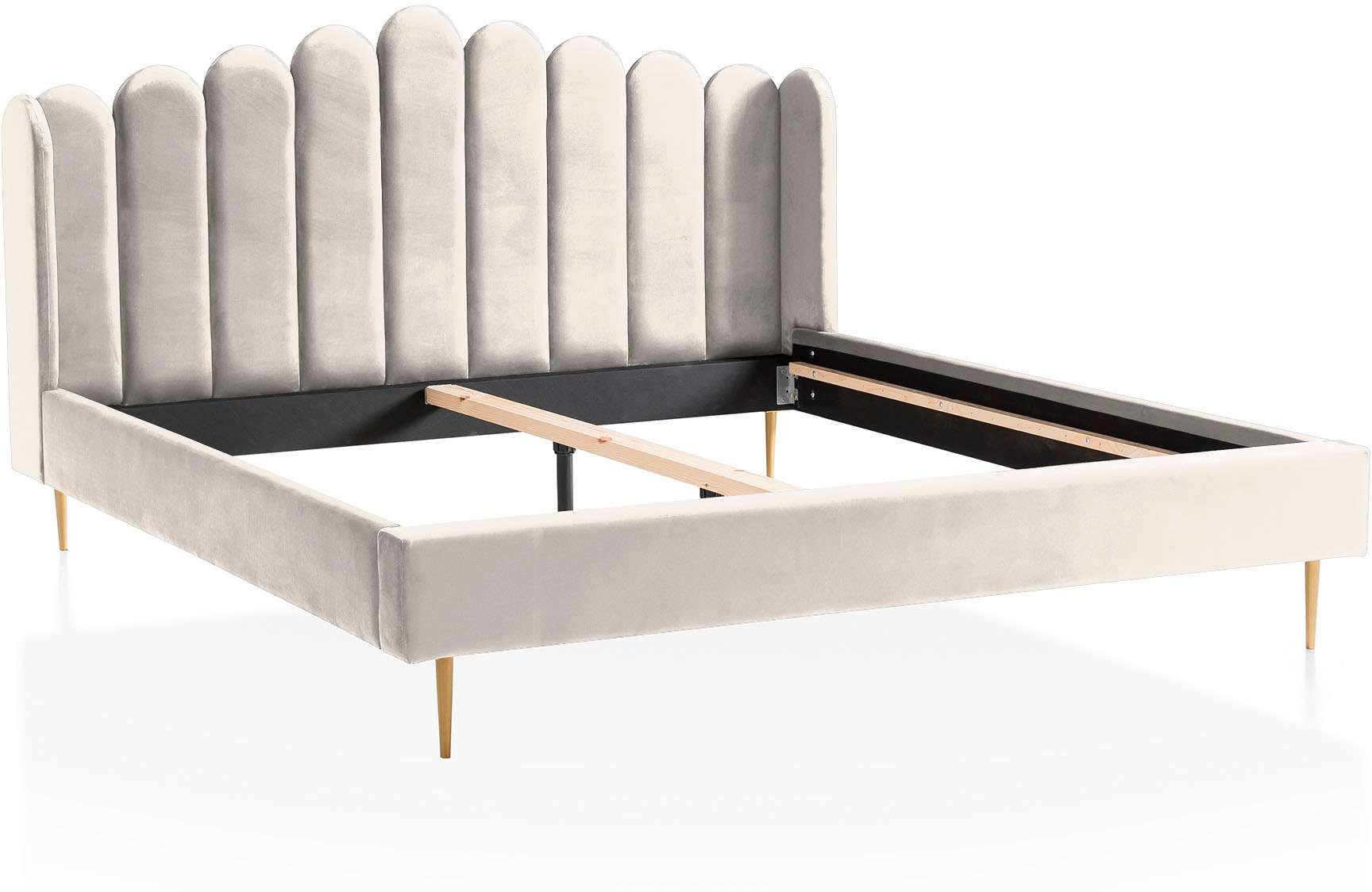 SalesFever Polsterbett »Komfortables Bett für erholsamen Schlaf« Eleganz trifft Komfort: Samt-Bezug, goldfarbene Metallfüße