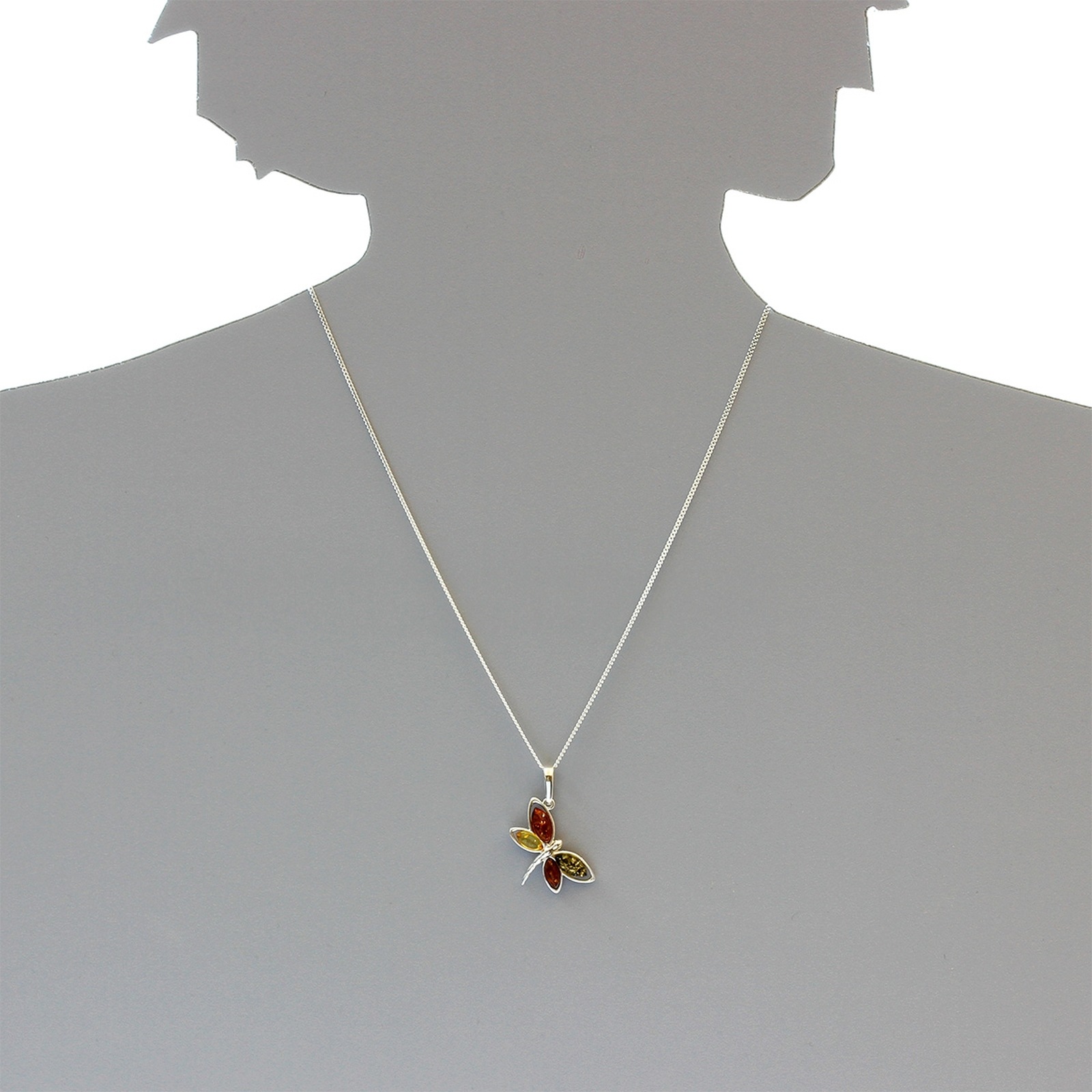 OSTSEE-SCHMUCK Kette mit Anhänger »- Schmetterling - Silber 925/000 - Bernstein«