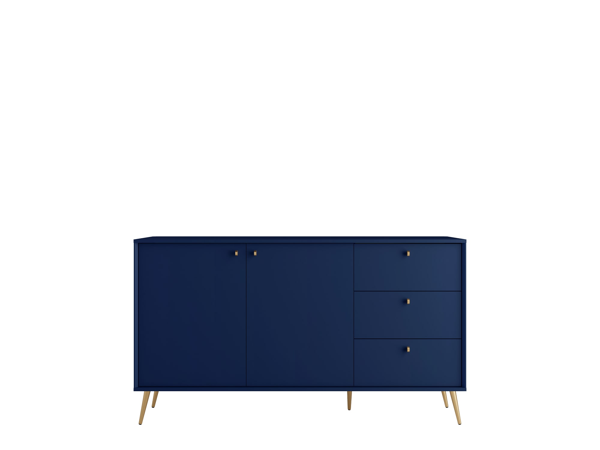 Home affaire Kommode »ROMILDA Sideboard mit 3 Schubladen und 2 Türen, B/T/H: 156/40,5/89 cm« Kommode mit goldenen Griffen auf goldenen Füßen, viel Stauraum