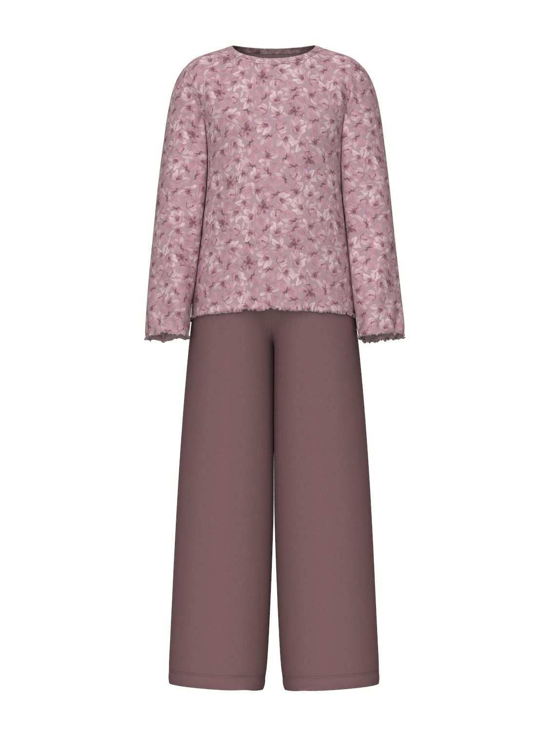 Name It Schlafanzug »NKFNIGHTSET MAUVE FLOWER LOOSE RIB NOOS«