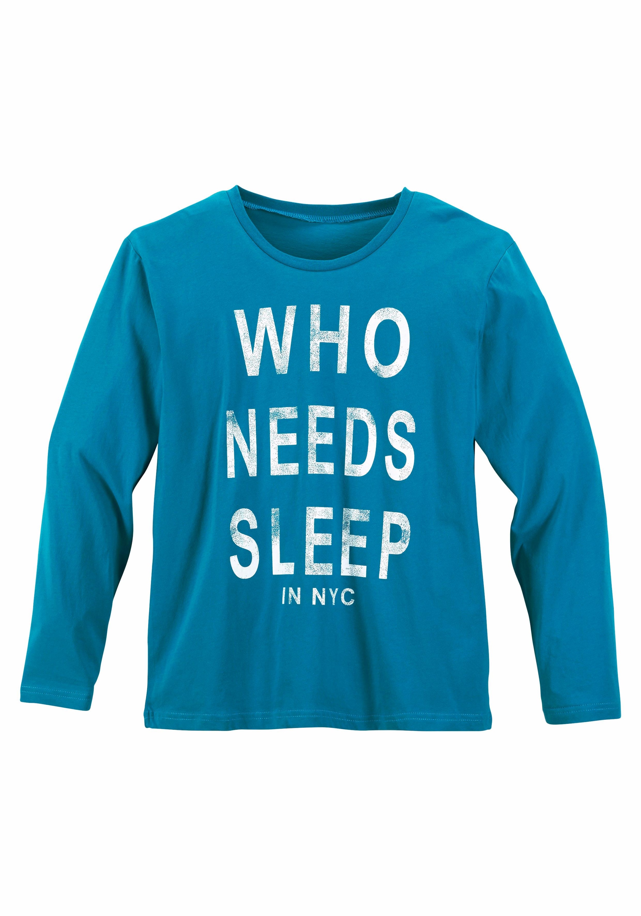 AUTHENTIC LE JOGGER Pyjama, (2 tlg., 1 Stück), Schlafanzug mit Spruch "Who needs sleep"