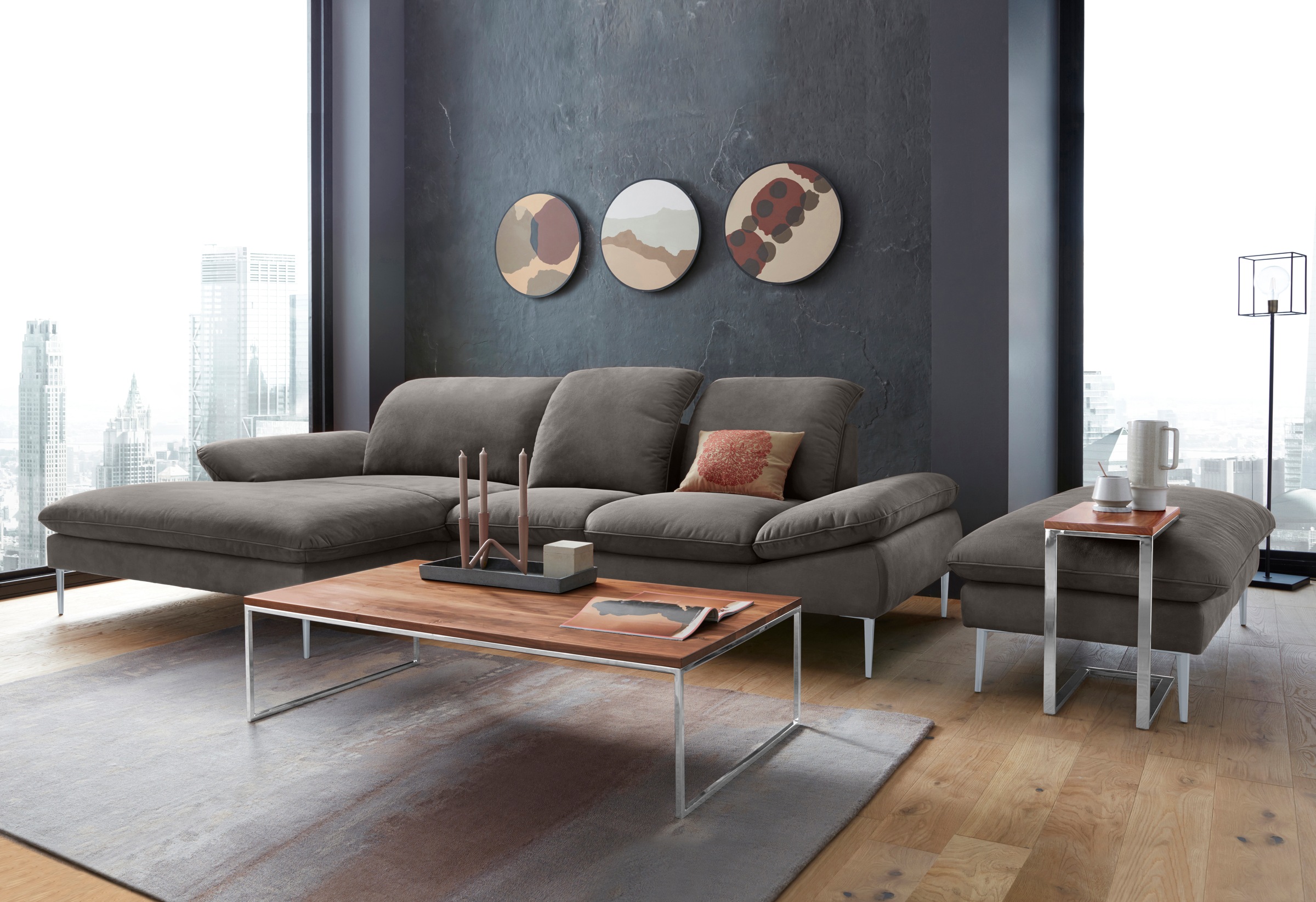 W.SCHILLIG Hocker »enjoy&MORE«, Füße silber matt, Breite 151 cm