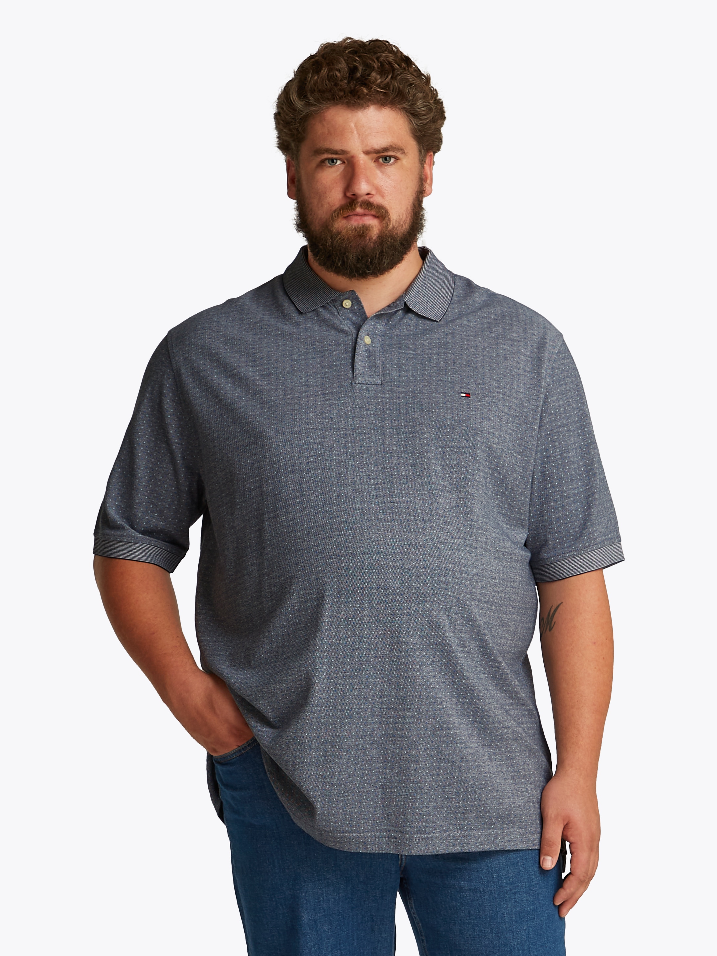 TOMMY HILFIGER Big & Tall Poloshirt »BT-PIQUE MICROPRINT REG POLO-B«, in Großen Größen, Logostickerei