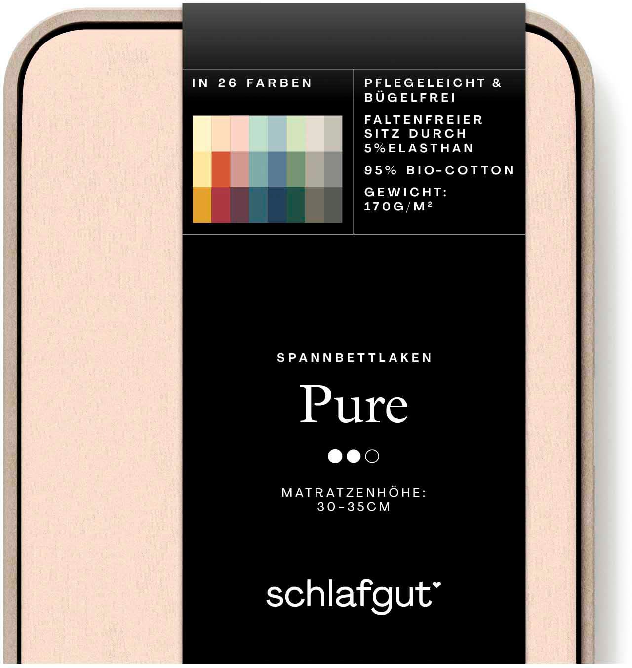 Schlafgut Spannbettlaken »PURE Bio-Baumwolle mit Elasthan, dehnbar blickdicht, straff, Bettlaken«, PREMIUM Laken für Matratzen bis 30cm Höhe, in 90x200, 140x200, 180x200