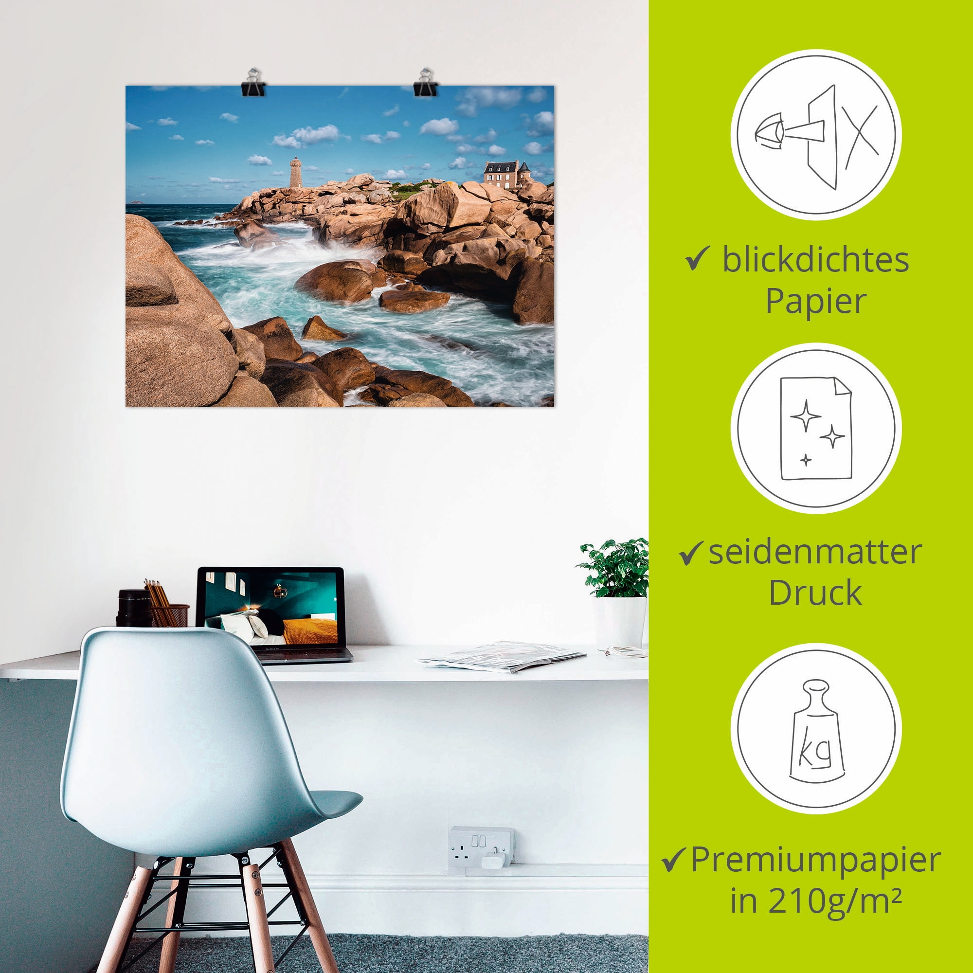 Artland Poster »Atlantikküste Bretagne bei Ploumanach« Küste 1 Stk. tlg. ohne Rahmen