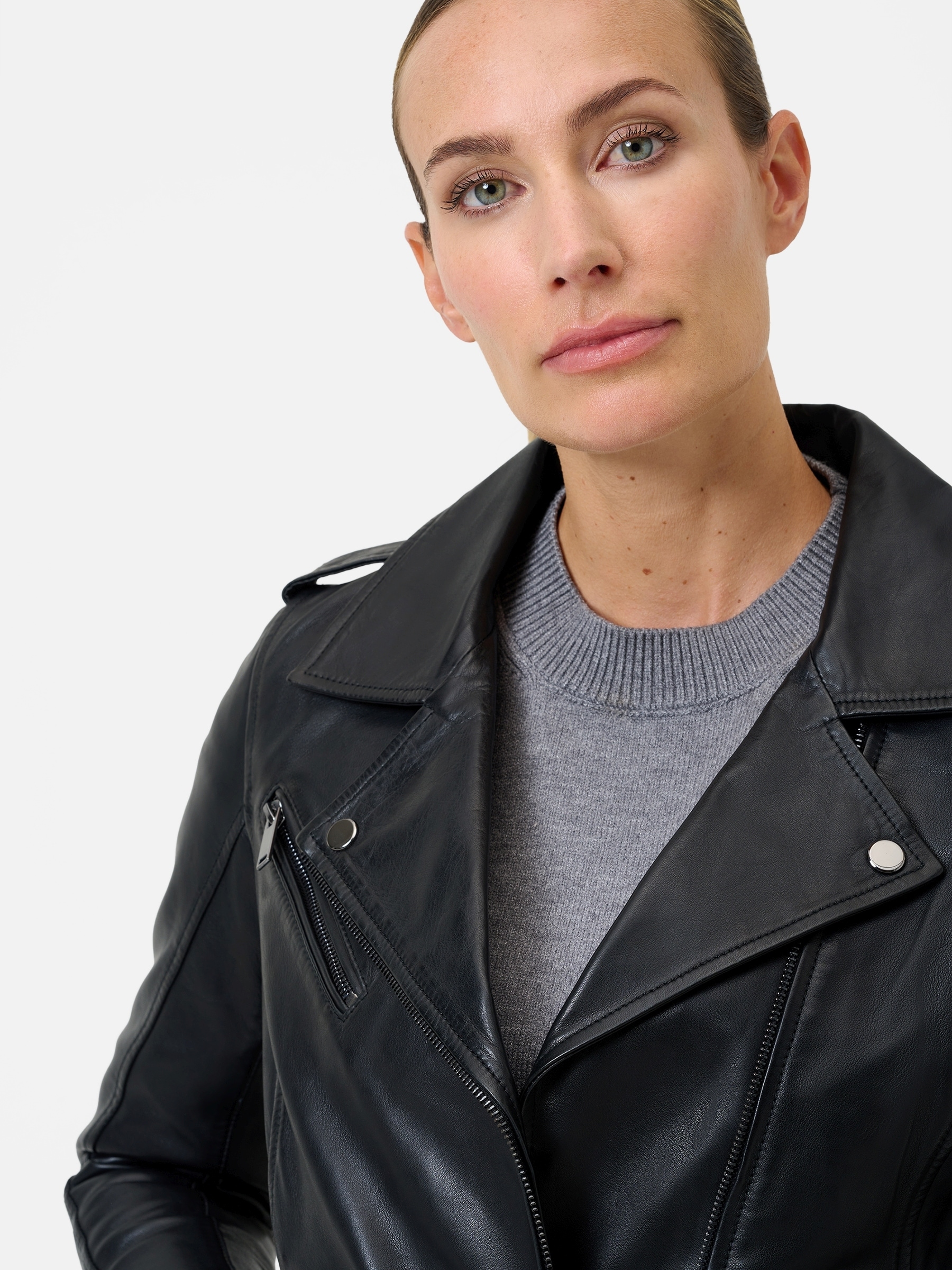 RICANO Bikerjacke »Lederjacke Leandra« ohne Kapuze Handgefertigt aus echtem Leder