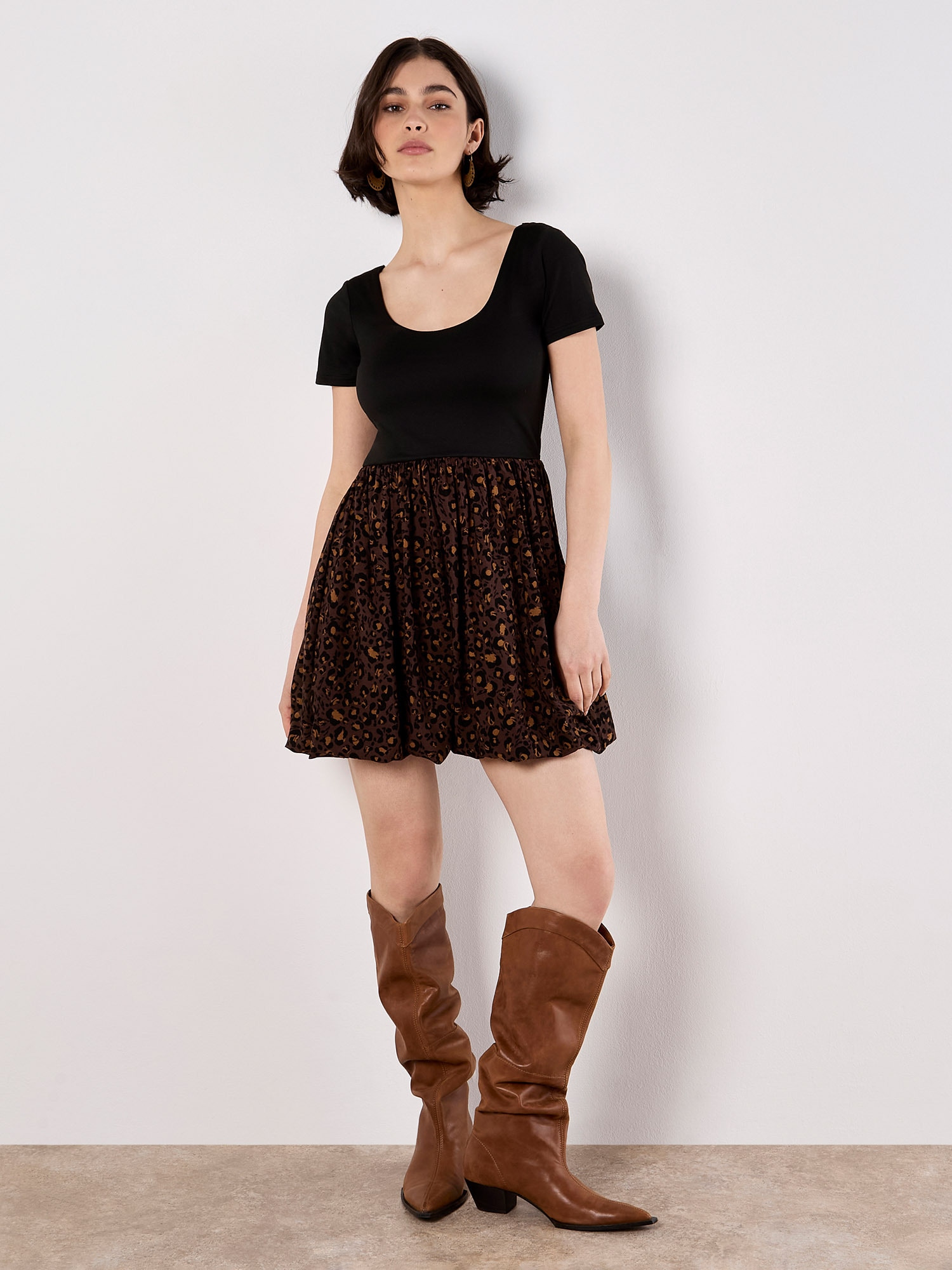 Apricot Minikleid »Animal-Print Kleid« mit Ballonrock
