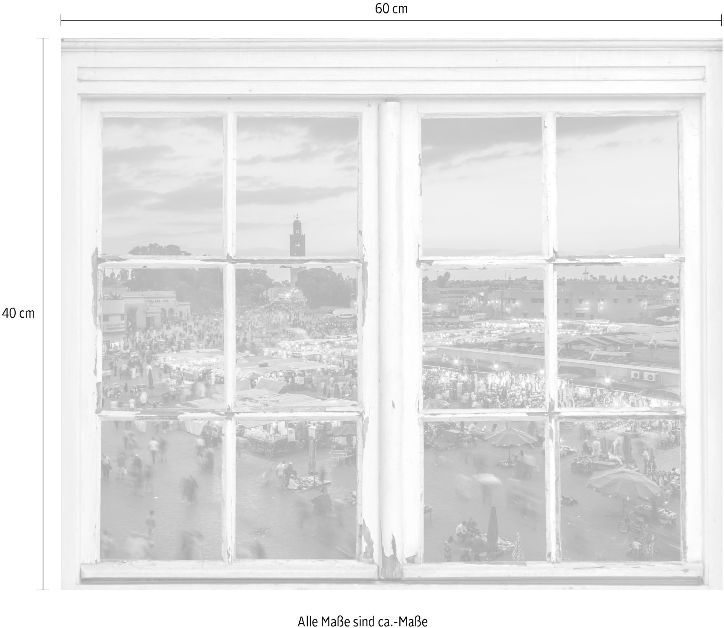 queence Wandsticker »Marktplatz«, Wandsticker, Wandbild, selbstklebend, 3D, Fenster