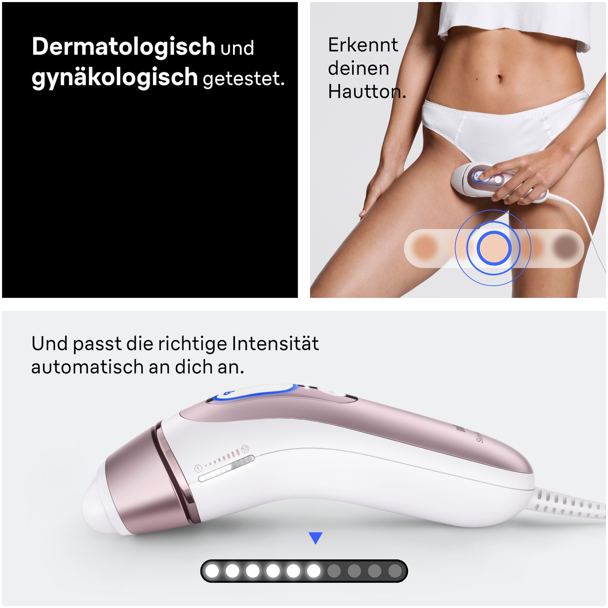 Braun IPL-Haarentferner »Skin i-expert Pro IPL PL7432« 400.000 Lichtimpulse 4 smarte Aufsätze, Tasche, Mini-Gesichtsrasierer, kostenlose App