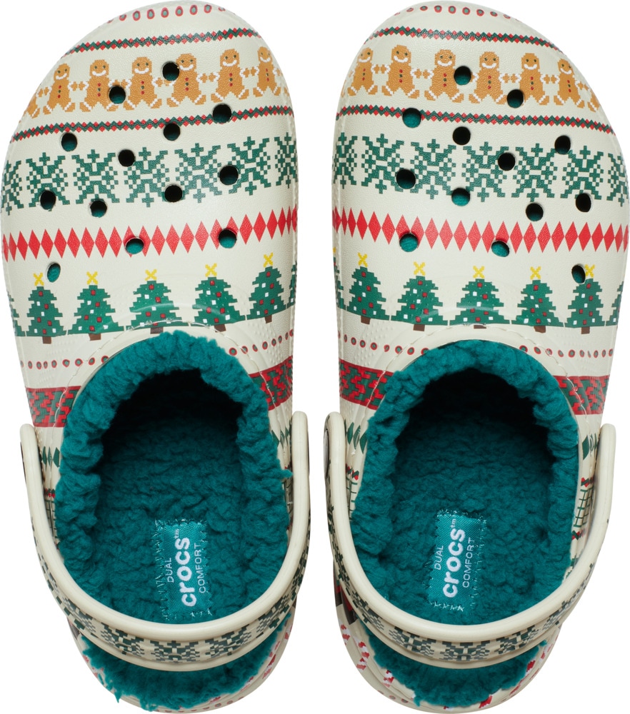 Crocs Clog »Classic Lined Isle Clog K«  Weihnachtsschuh, Hausschuh mit buntem Festive Print