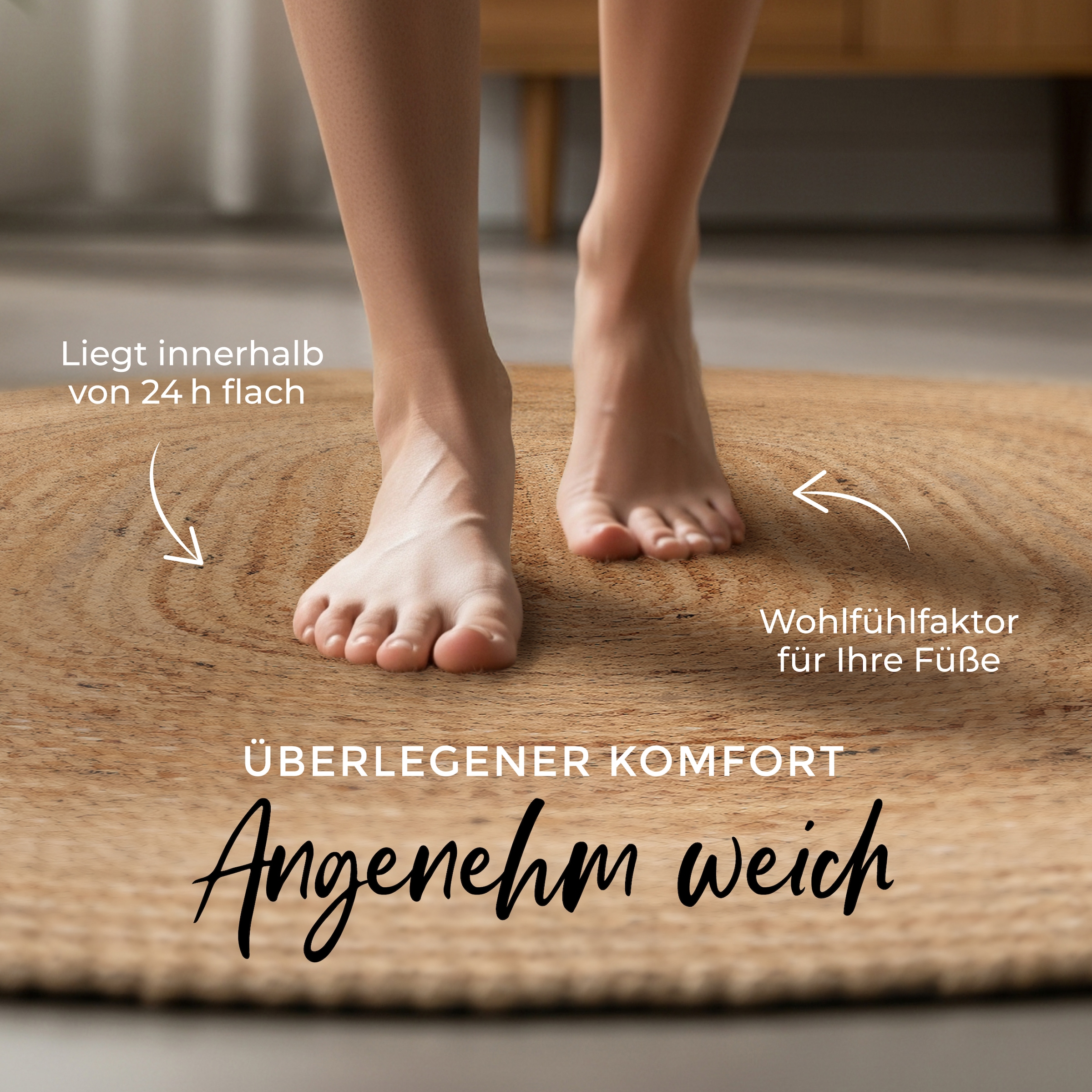 carpetfine Teppich »Nele Juteteppich Naturfaser«, rund, 6 mm Höhe, geflochtener Wendeteppich aus 100%Jute, in rund und oval, viele Größen