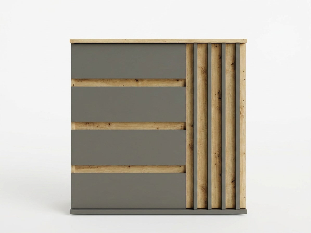 Home affaire Kommode »LANDUVA Sideboard mit viel Stauraum, Breite 80 cm« Schrank mit Schubladen und 1 Tür, Lamellen Design