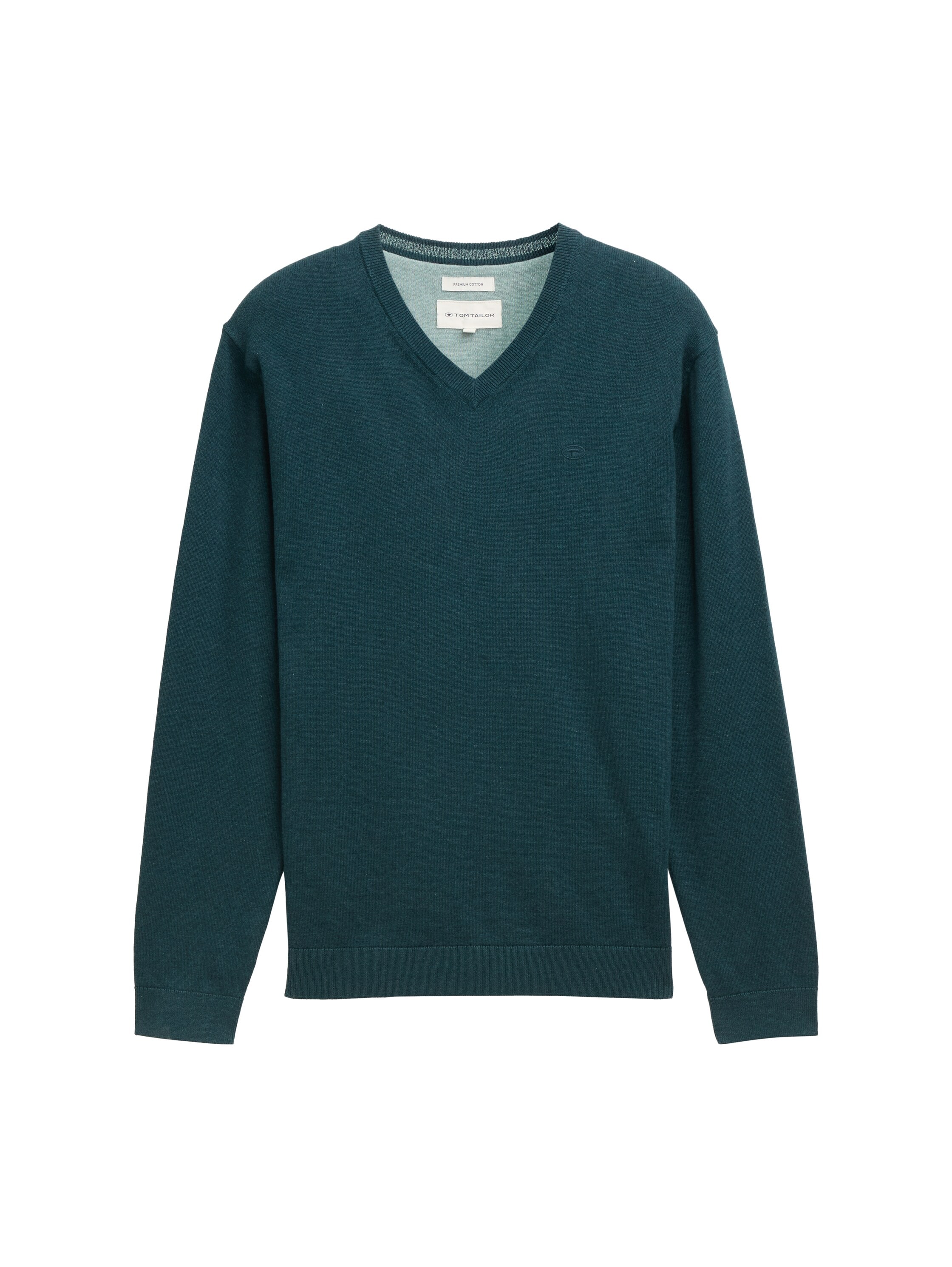 TOM TAILOR V-Ausschnitt-Pullover, mit kleiner Logo-Stickerei