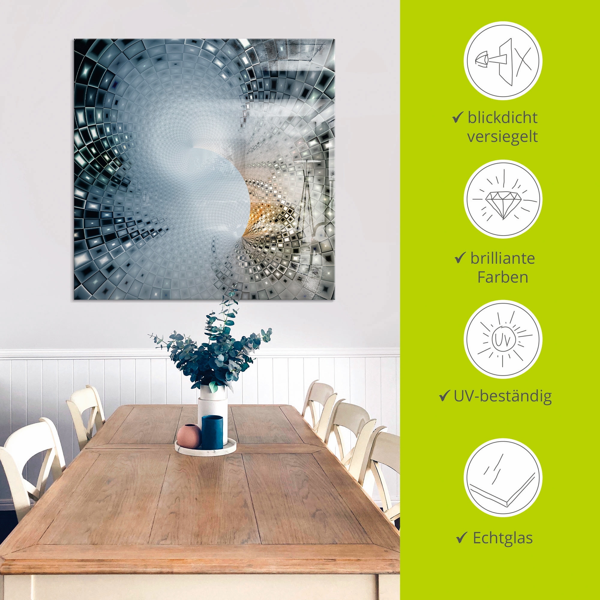 Artland Glasbild »Abstraktes in blau & Gold« Muster 1 Stk. tlg. in verschiedenen Größen