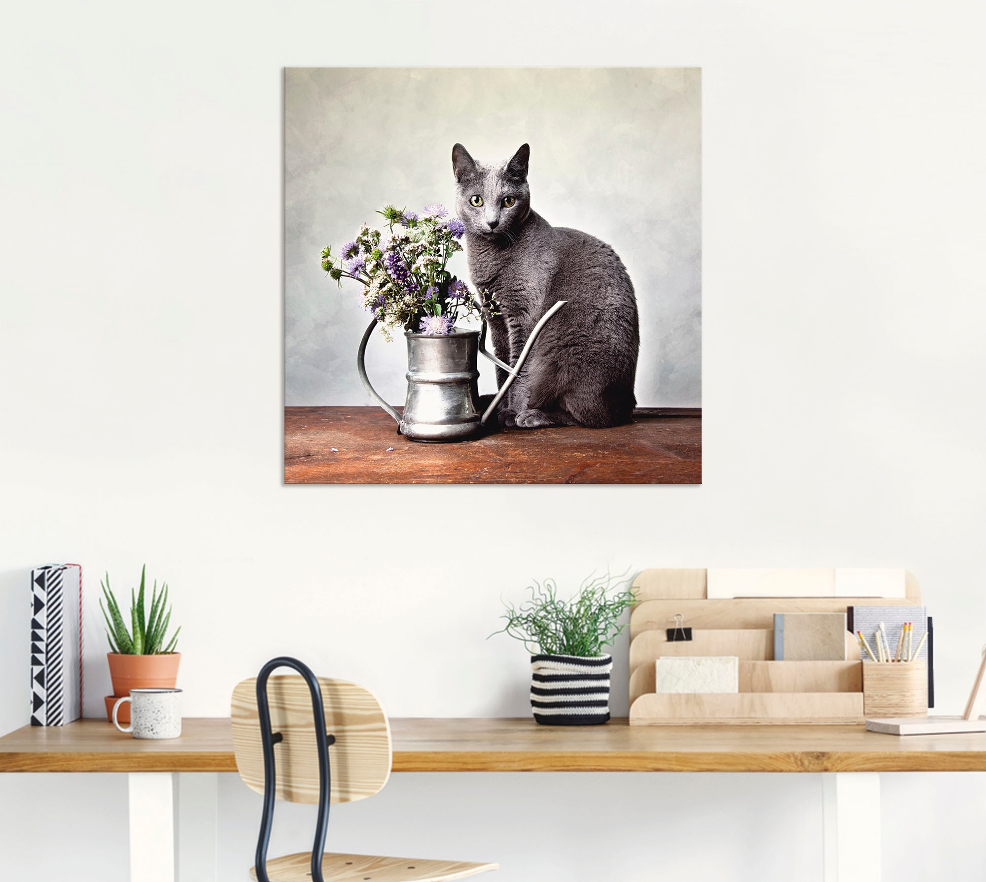 Artland Wandbild »Katze mit Deko«, Haustiere, (1 St.), als Alubild, Outdoorbild, Leinwandbild in verschied. Größen