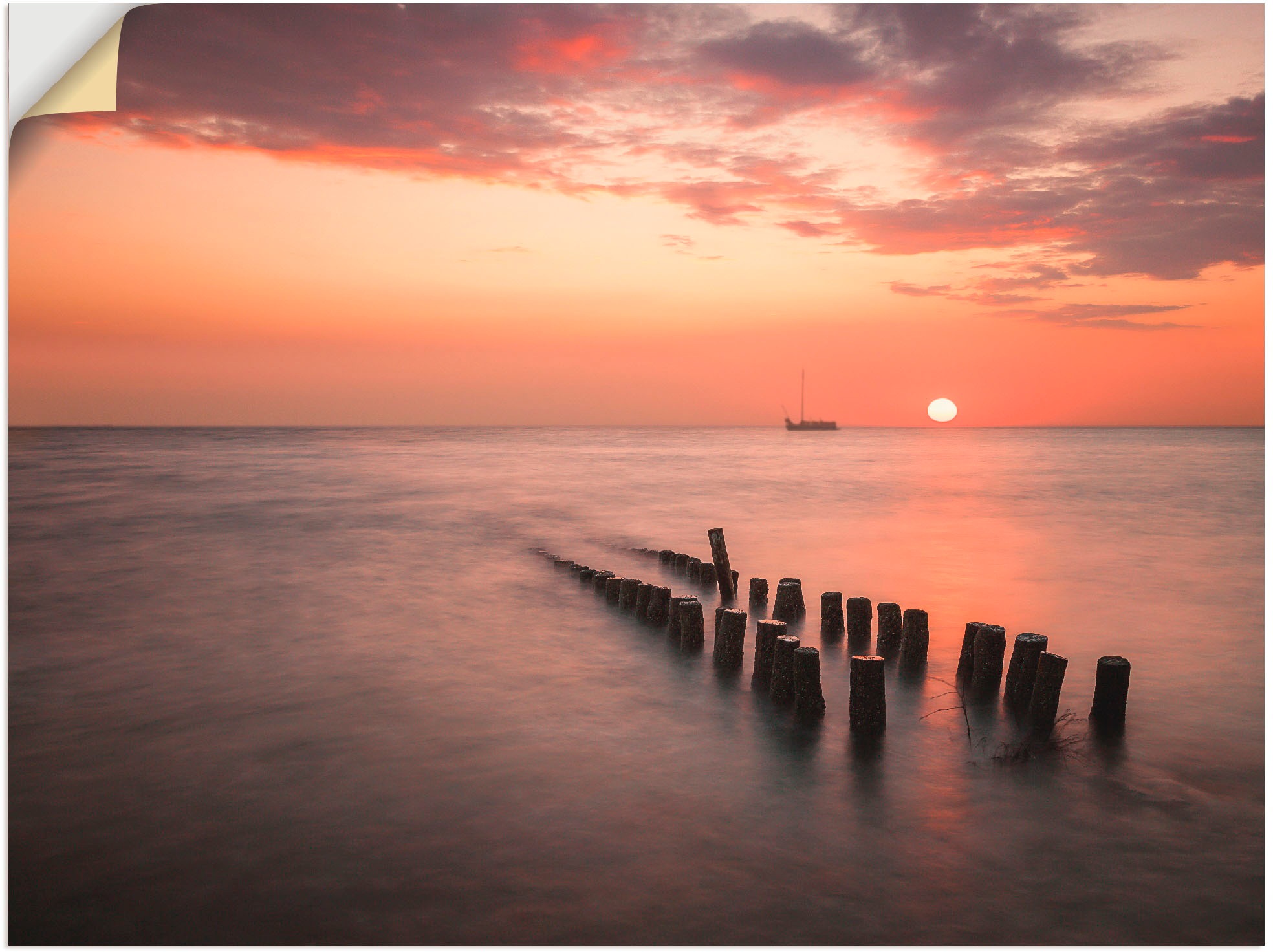 Artland Wandbild »Sonnenuntergang am Meer I«, Sonnenaufgang & -untergang, (1 St.), in vielen Größen & Produktarten - Alubild / Outdoorbild für den Außenbereich, Leinwandbild, Poster, Wandaufkleber / Wandtattoo auch für Badezimmer geeignet