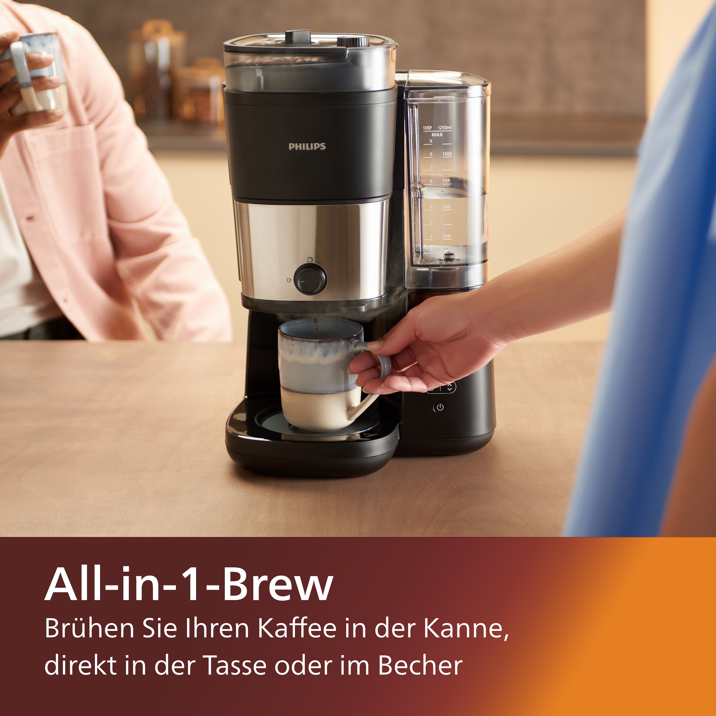 Permanentfilter, Dosierlöffel 1x4, Dosierung mit Smart Mahlwerk Kaffeemaschine Duo-Kaffeebohnenbehälter, bei All-in-1 inkl. OTTO mit »HD7900/50 und Philips kaufen Brew«,
