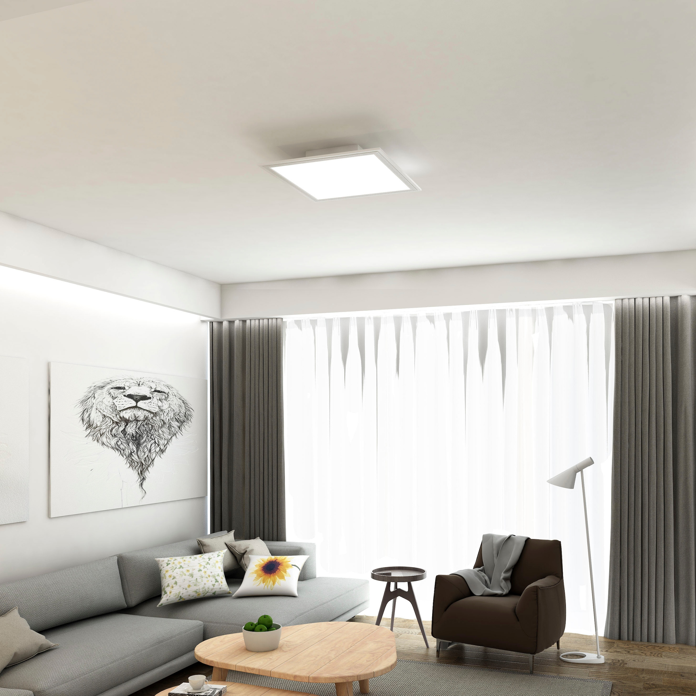 Briloner Leuchten LED Panel »7191016 SIMPLE«, 1 flammig, Deckenlampe, 29,5x29,5x5,5cm, Weiß, 12W, Wohnzimmer, Schlafzimmer