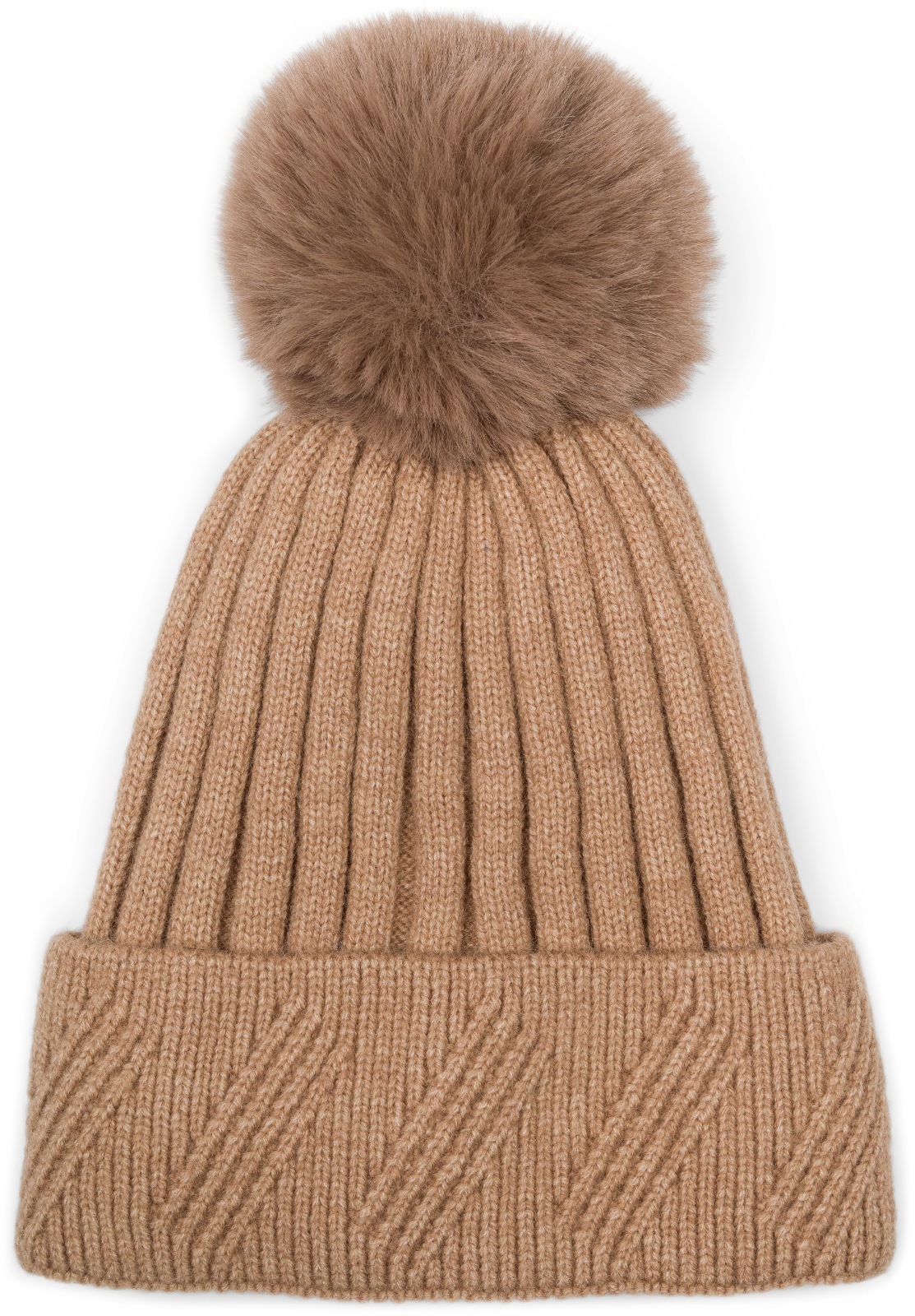 styleBREAKER Bommelmütze »Strick Bommelmütze mit Rippen Muster« 1 Stk.