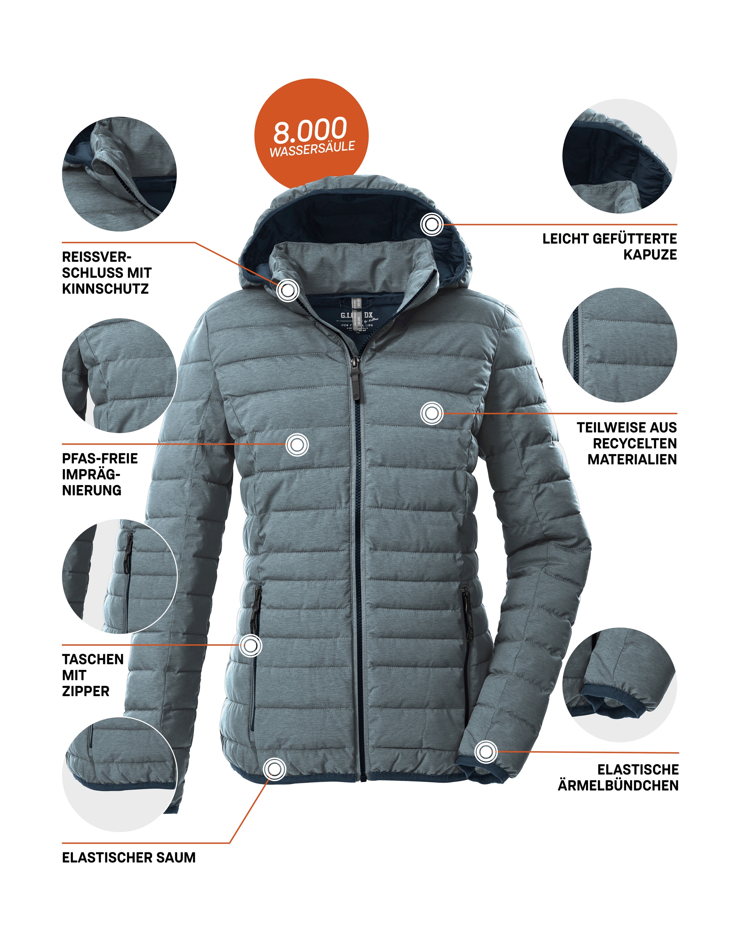 G.I.G.A. DX by killtec Steppjacke »GW 49 WMN QLTD JCKT« Wind- und wasserabweisende Damen Steppjacke mit 8.000 mm Wassersäule