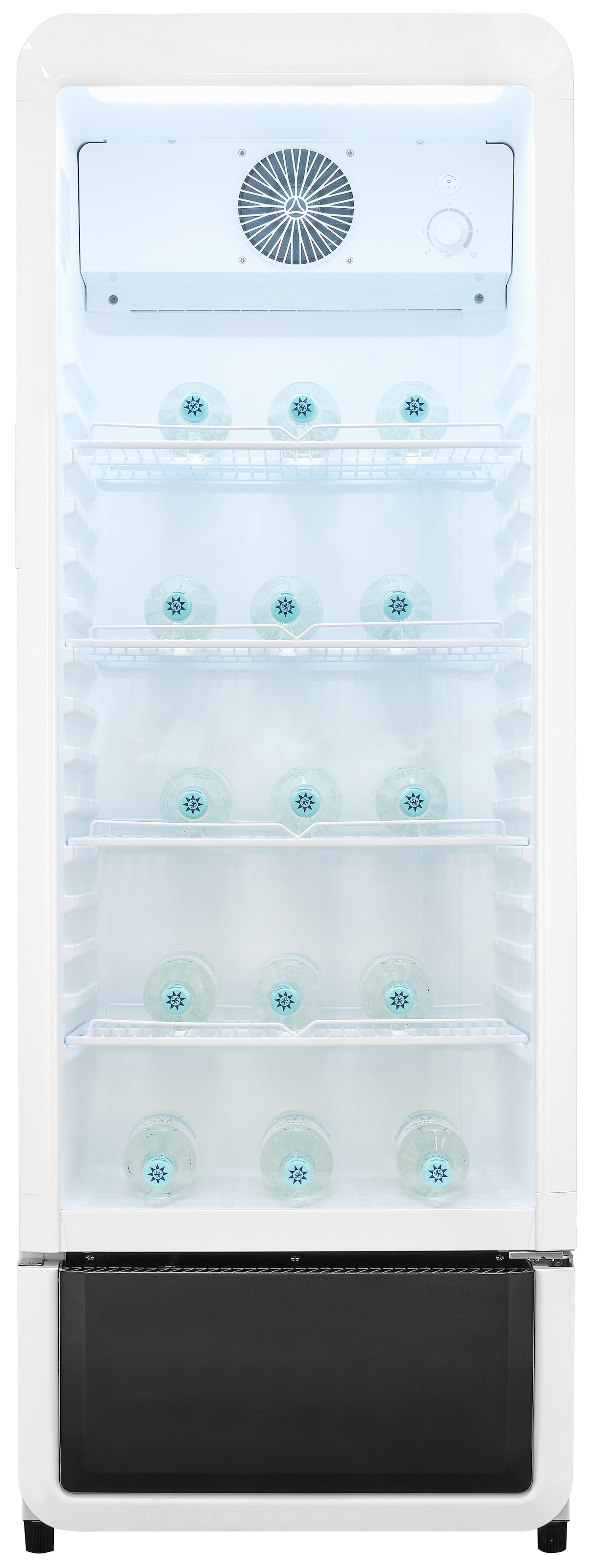 exquisit Getränkekühlschrank GKS220-GT-431D weiss »GKS220-GT-431D weiss« 152,5 cm hoch 54 cm breit Alles auf einen Blick dank Isolierglastür und übersichtliche Lagerung