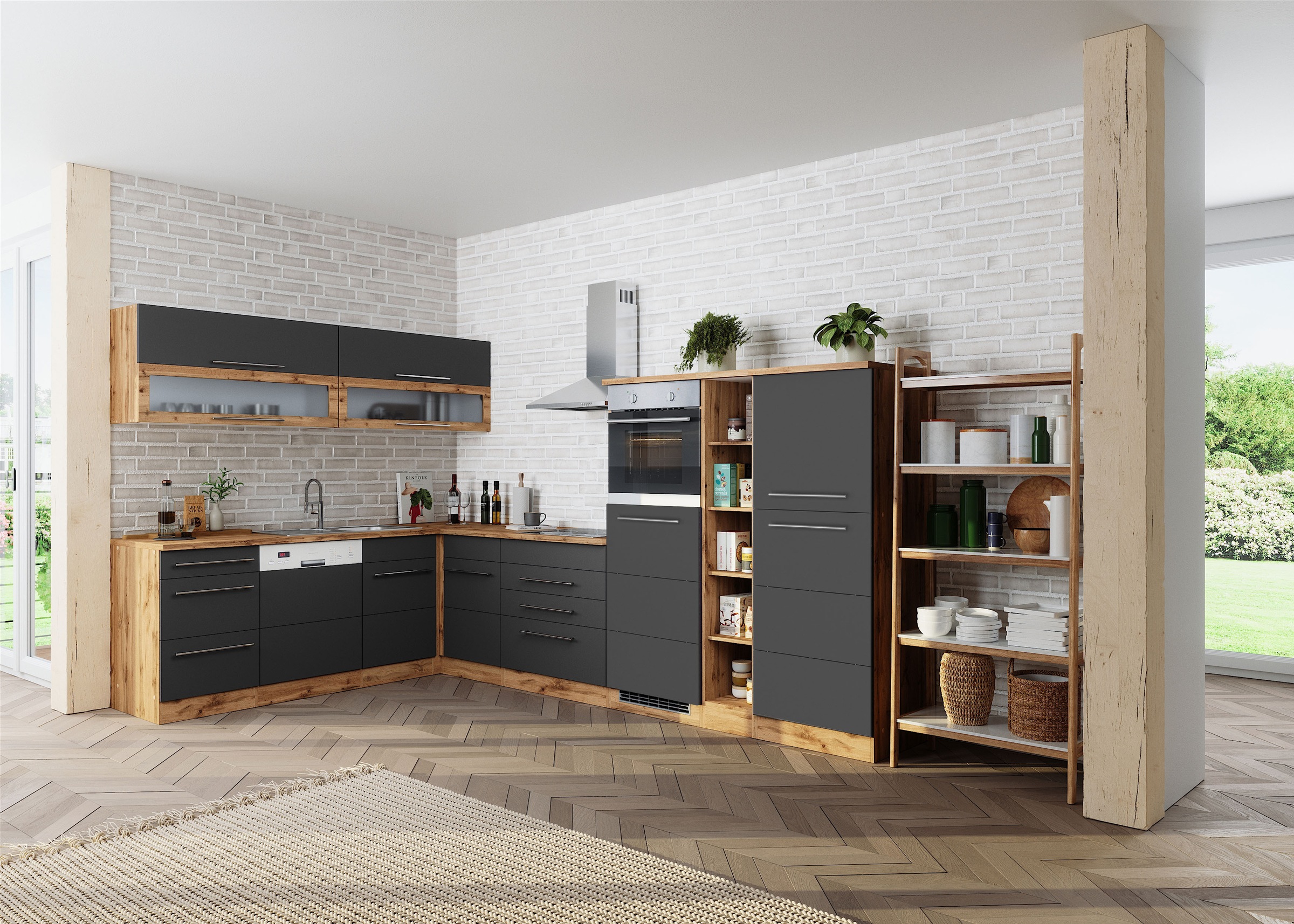 KOCHSTATION Winkelküche »KS-Wien« Stellbreite 220 x 340 cm, wahlweise mit E-Geräten