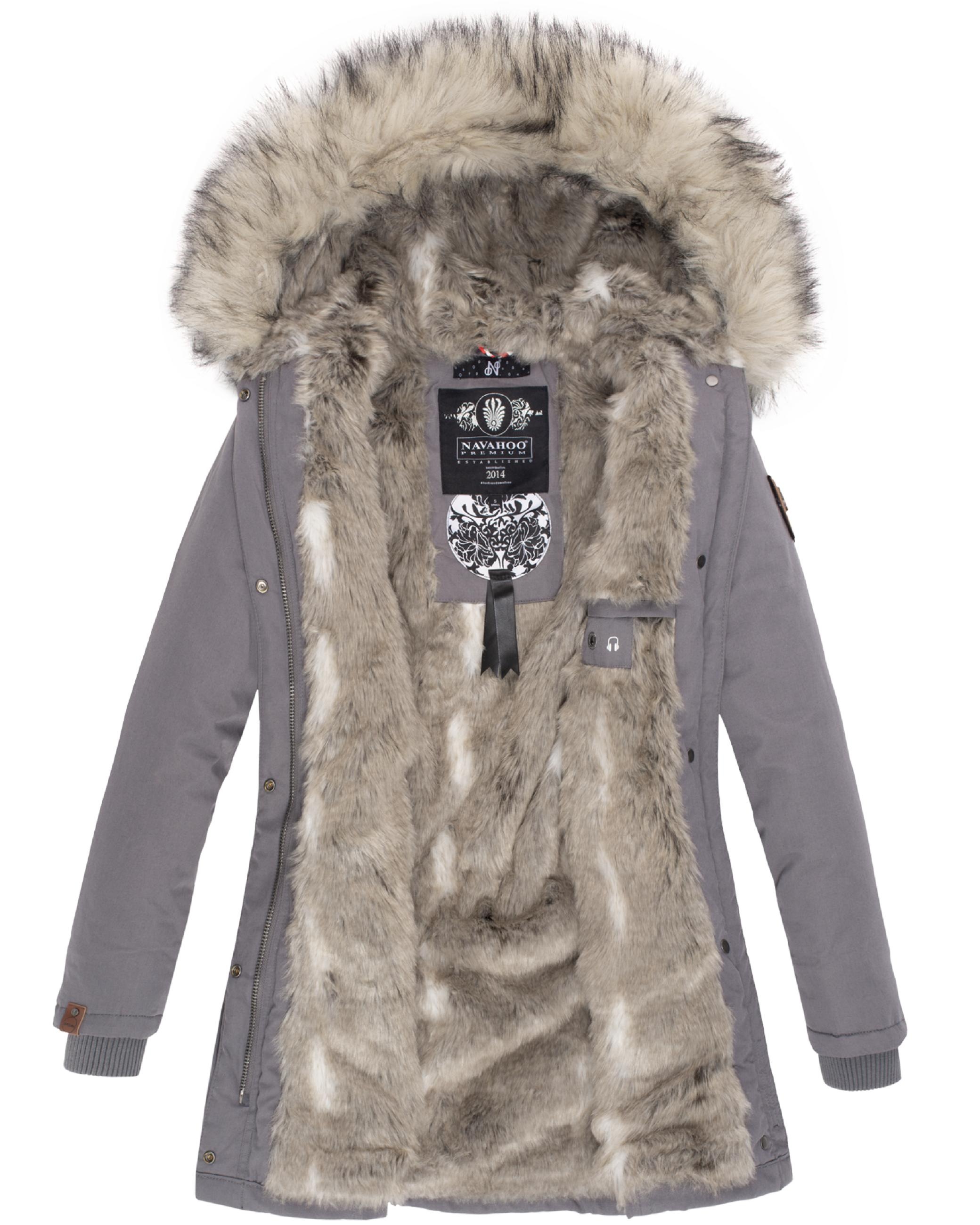 Navahoo Wintermantel »Wintermantel Cristal«, stylischer Damen Winterparka mit Kunstfell-Kapuze