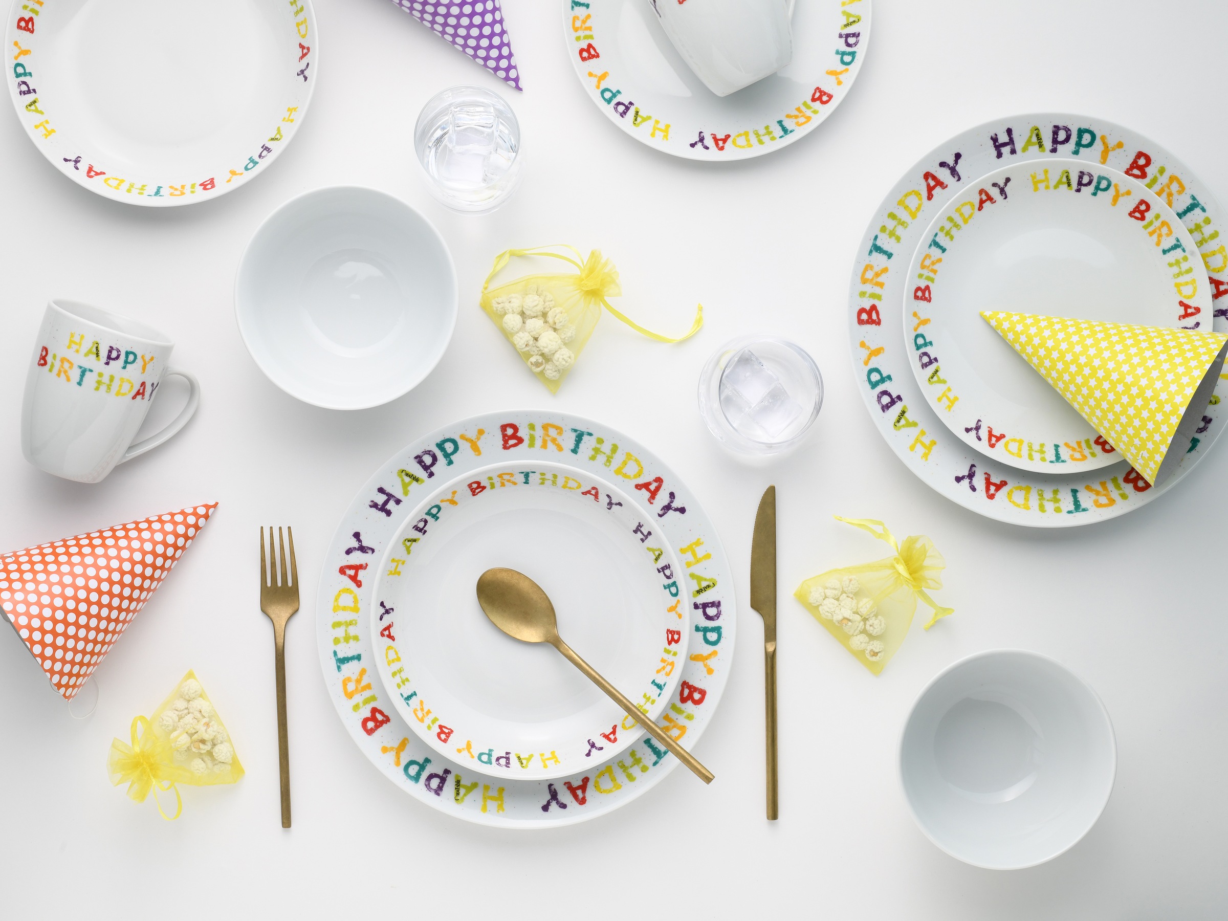 CreaTable Kombiservice »Happy Birthday, Kombi-Service 10-tlg.« Fröhliches buntes Geschirr, Für alle Geburtstagsfeierlichkeiten