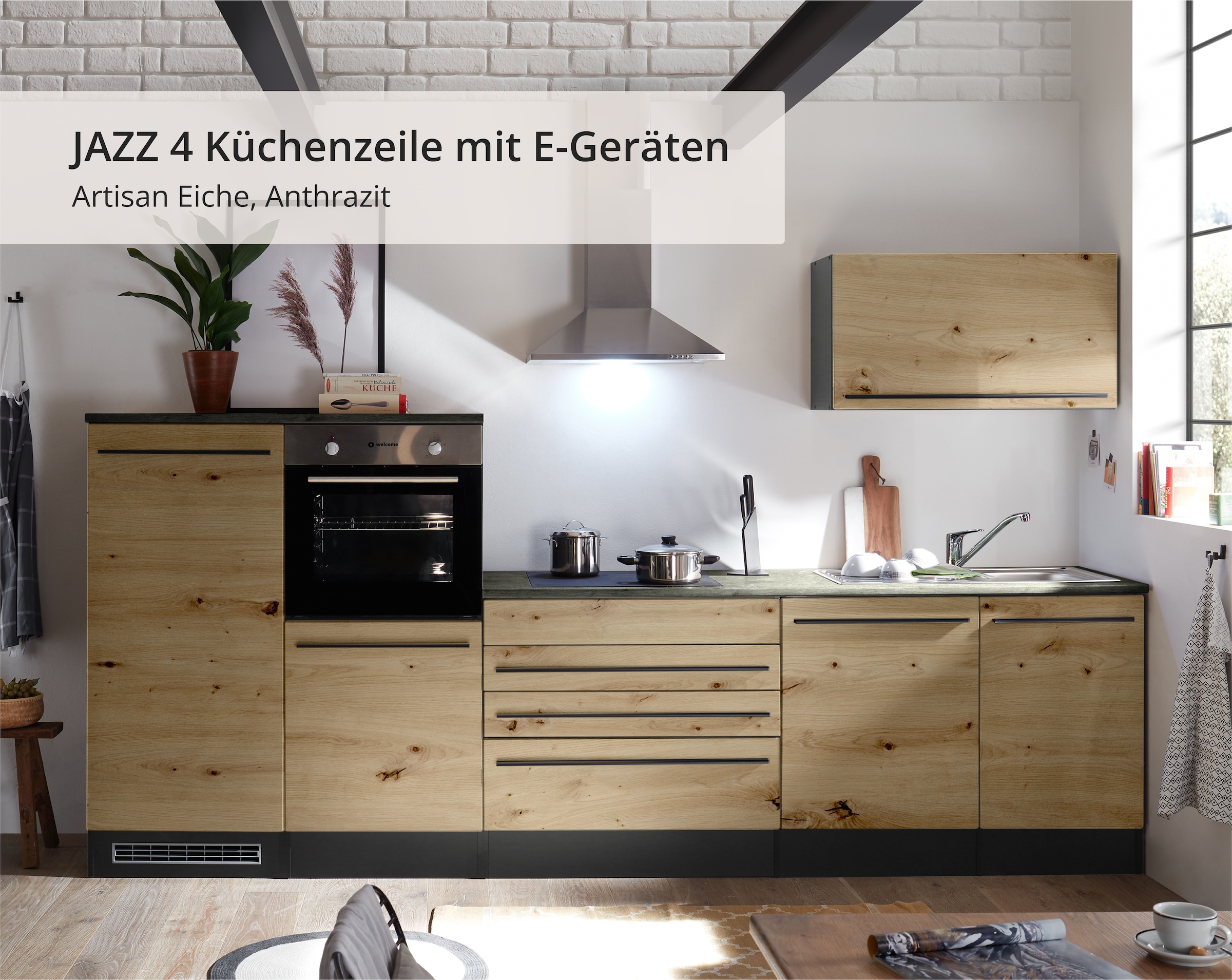 BASIC by Balculina Küchenzeile »Jazz«, Breite 320 cm, wahlweise mit E-Geräten