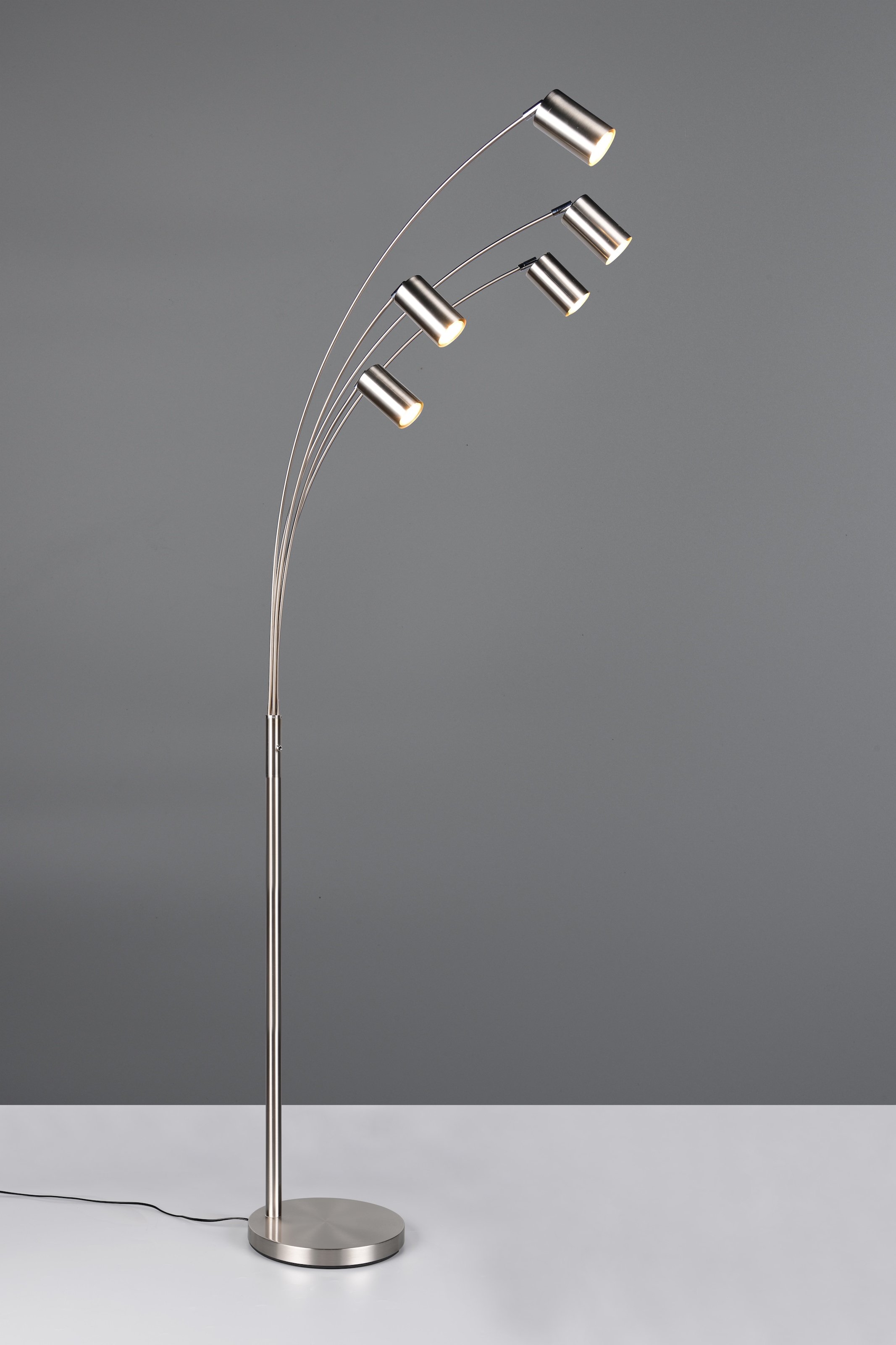 TRIO Leuchten Stehlampe »MARLEY, 5-flammige Bogenleuchte, exkl 5x GU10 max 10W, Kippschalter« GU10 1 Stk. warmweiß - kaltweiß Höhe 200 cm, Leuchtenarme flexibel verstellbar Leseleuchte Stehleuchte