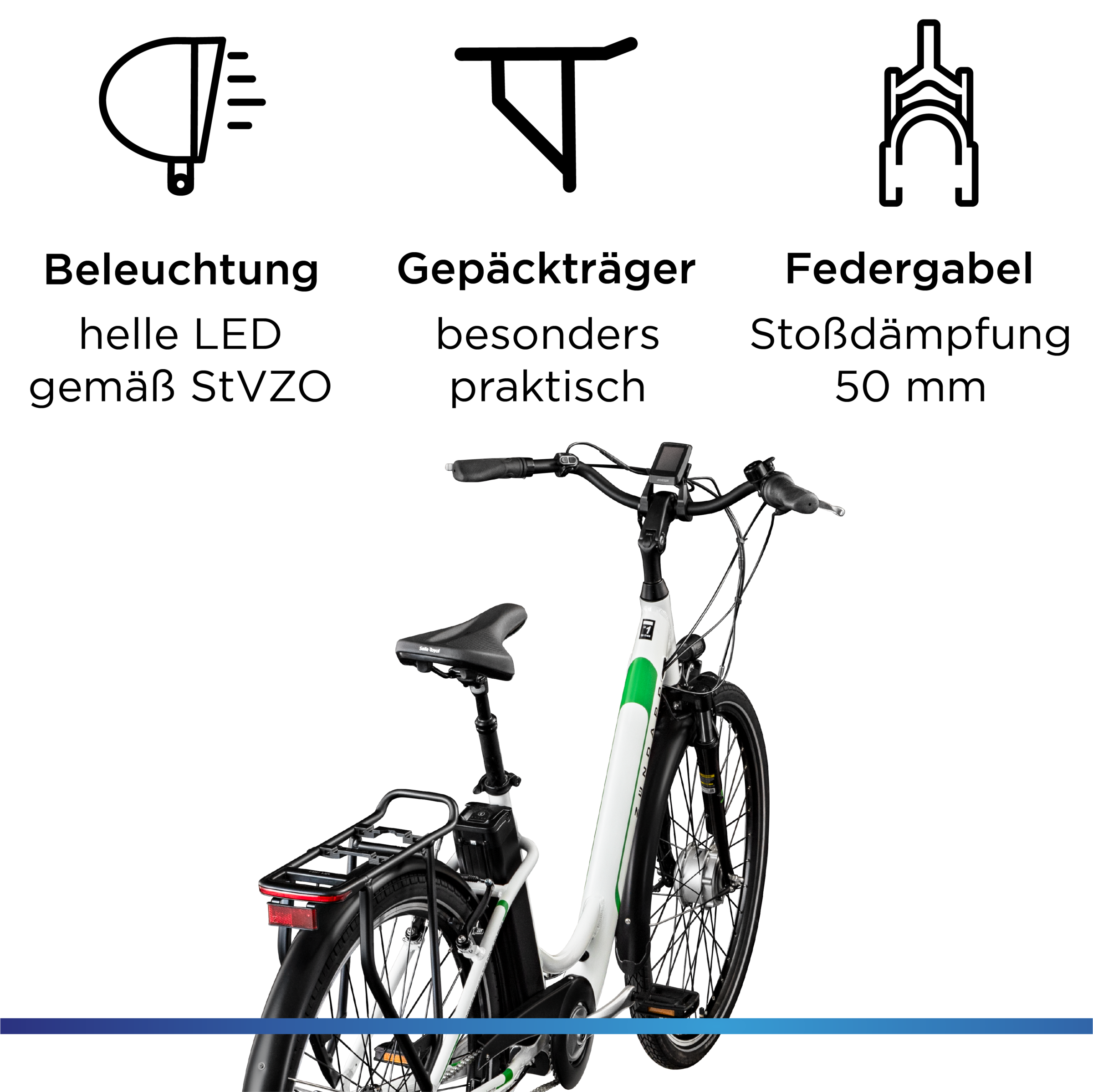 Zündapp »Z517« 7 Gang Shimano Nabenschaltung Frontmotor 250 W mit großem Frontkorb,  Pedelec, Elektrofahrrad für Damen u. Herren