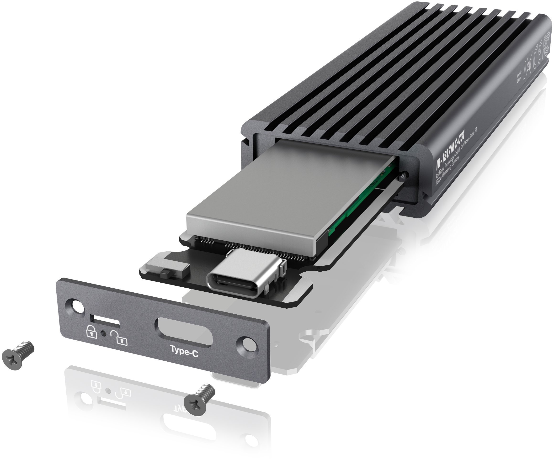 Festplatten-Gehäuse »Gehäuse für 1x M.2 NVMe & SATA SSD mit USB Type-C Anschluss«, Hochwertiges Aluminium