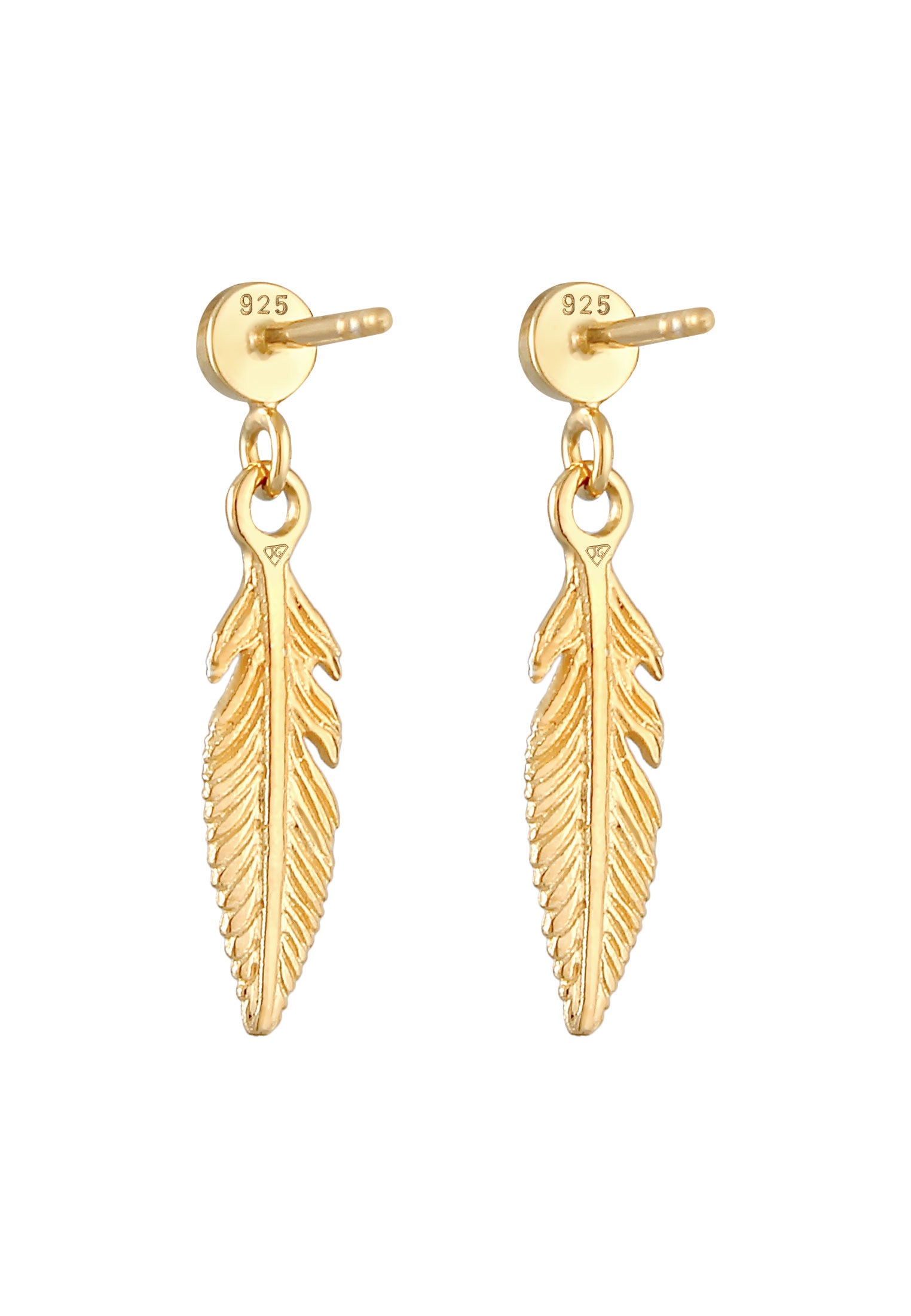 Elli Paar Ohrstecker »Ohrringe Feder Boho Hippie Mondstein 925 Silber«